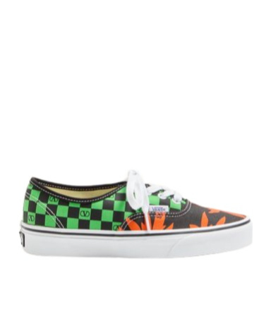 Valentino Garavani And Vans Low-top Fabric Trainer With Vlogo Checkerboard Print And Tropical Leaves In Black