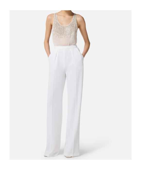 Elisabetta Franchi Crystal-embellished Jumpsuit In White