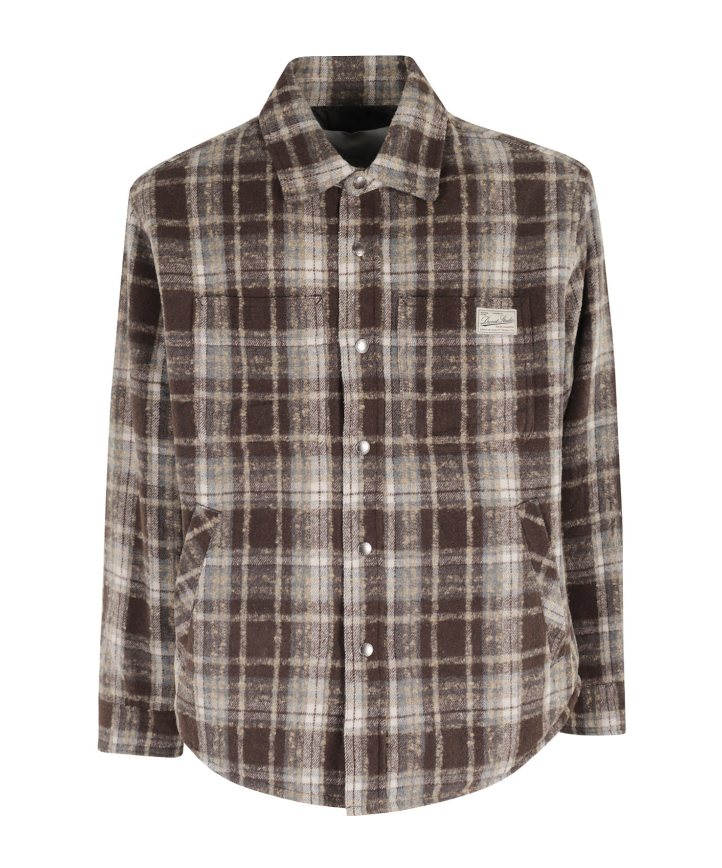 Dunst Unisex Quilted Check Flannel Shirt In Brown