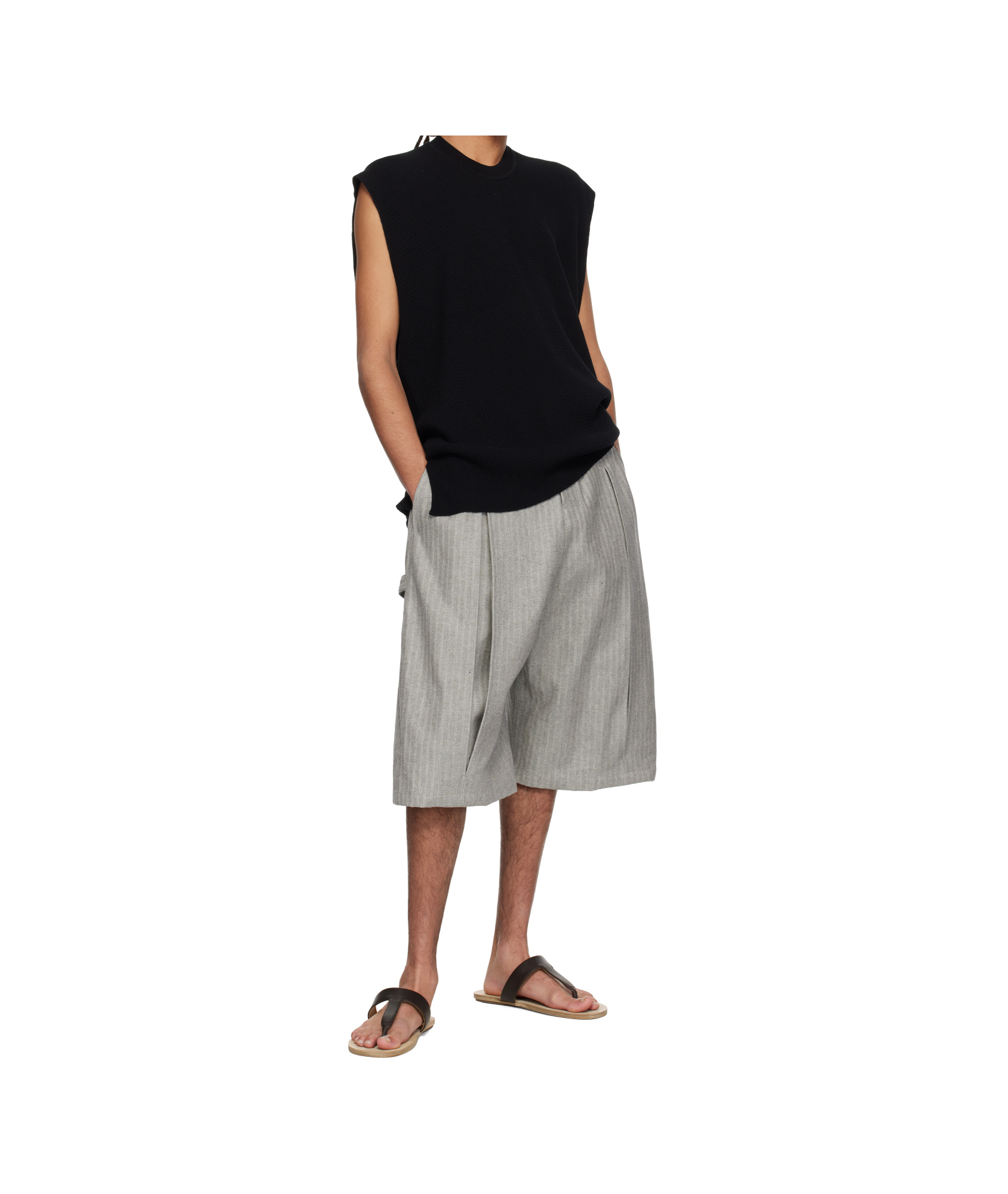 Shop Issey Miyake Tight Twist Cotton Knit Vest In Black