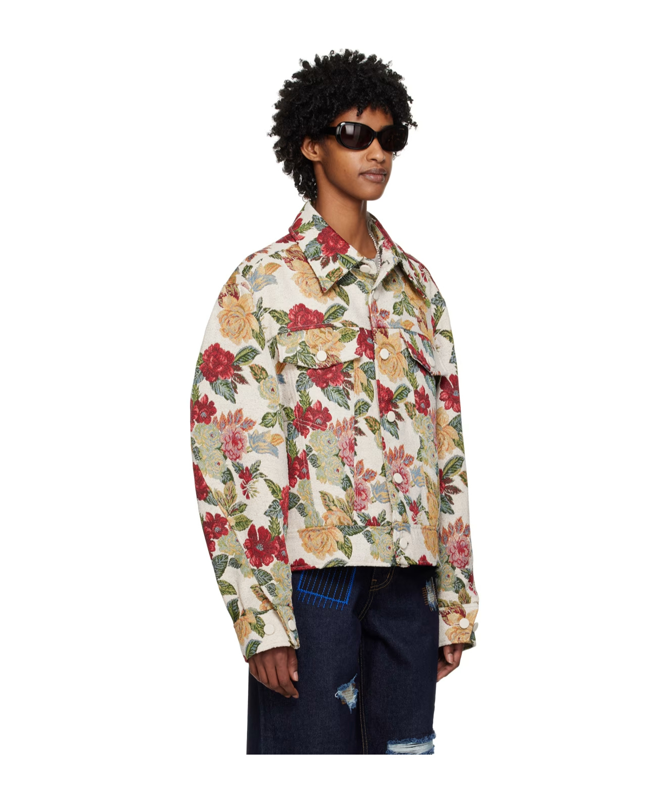Ader Error Floral Pattern Lapel Casual Jacket In Multicolor