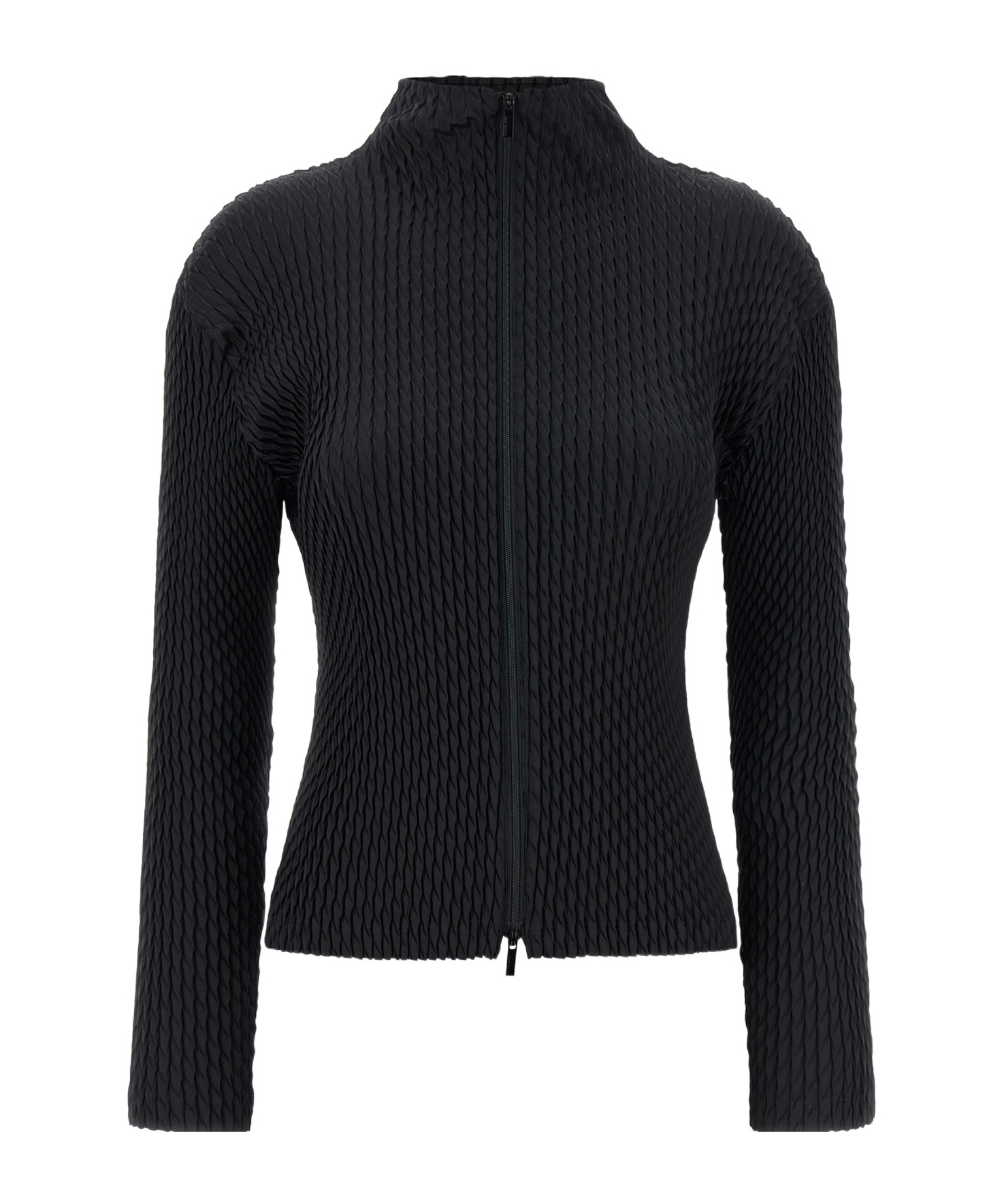 Issey Miyake Sleek Pleats Cardigan In Black