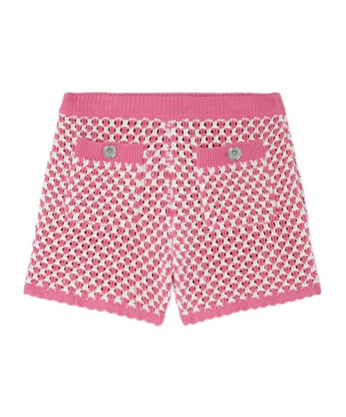Versace 2-pocket Crochet Knit Compact Cotton Shorts