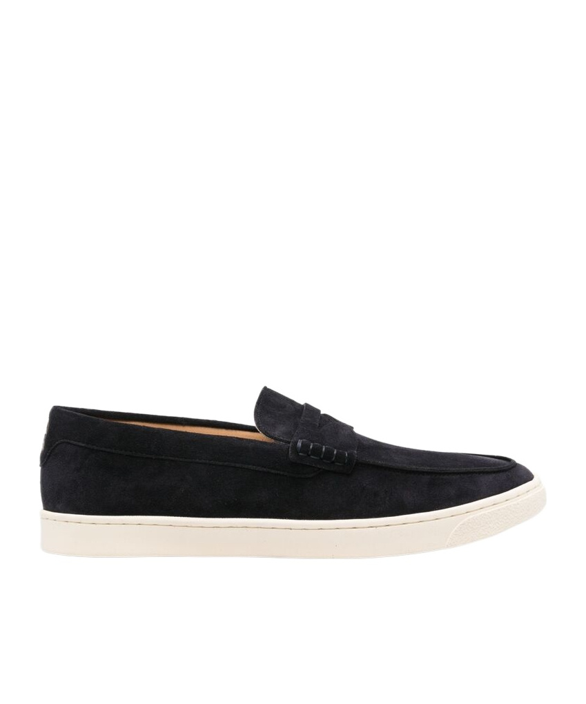 Brunello Cucinelli Suede Moccasin-style Sneakers With Diamond Cut Mask In Black