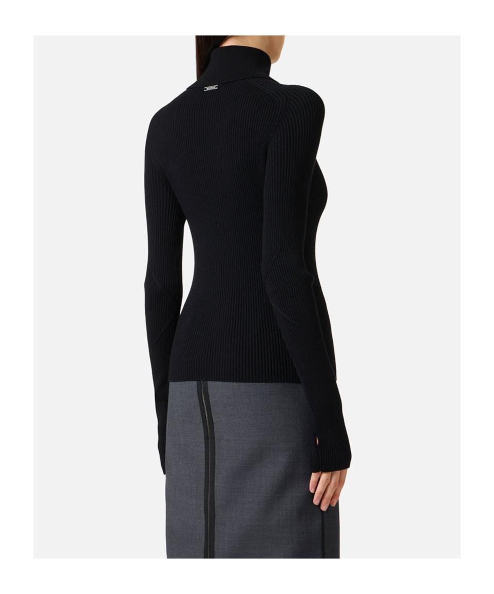Iceberg Collared Ribbed Top In Black
