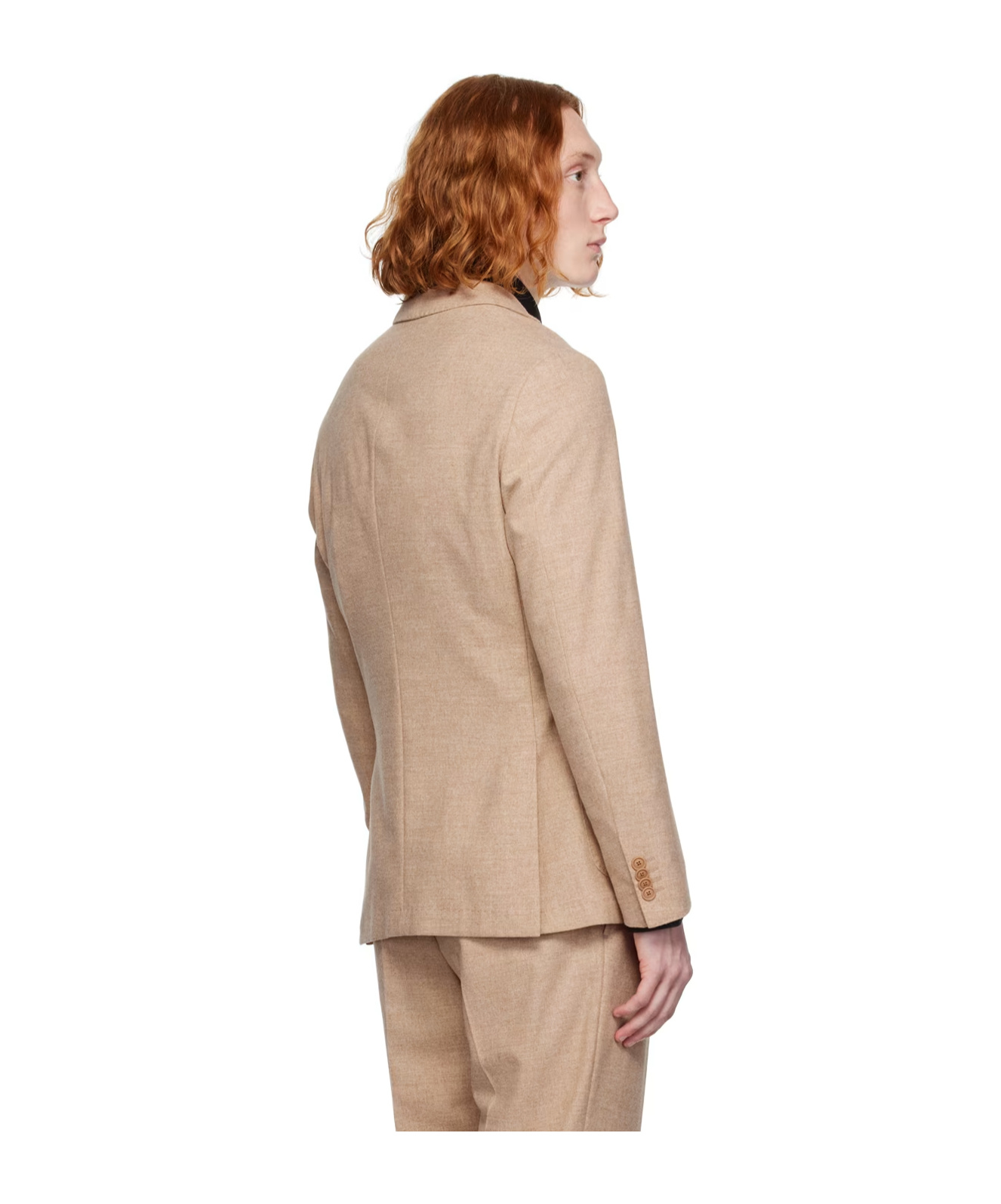 Shop Hugo Boss Flat Lapel Button-down Suit Coat In Nude