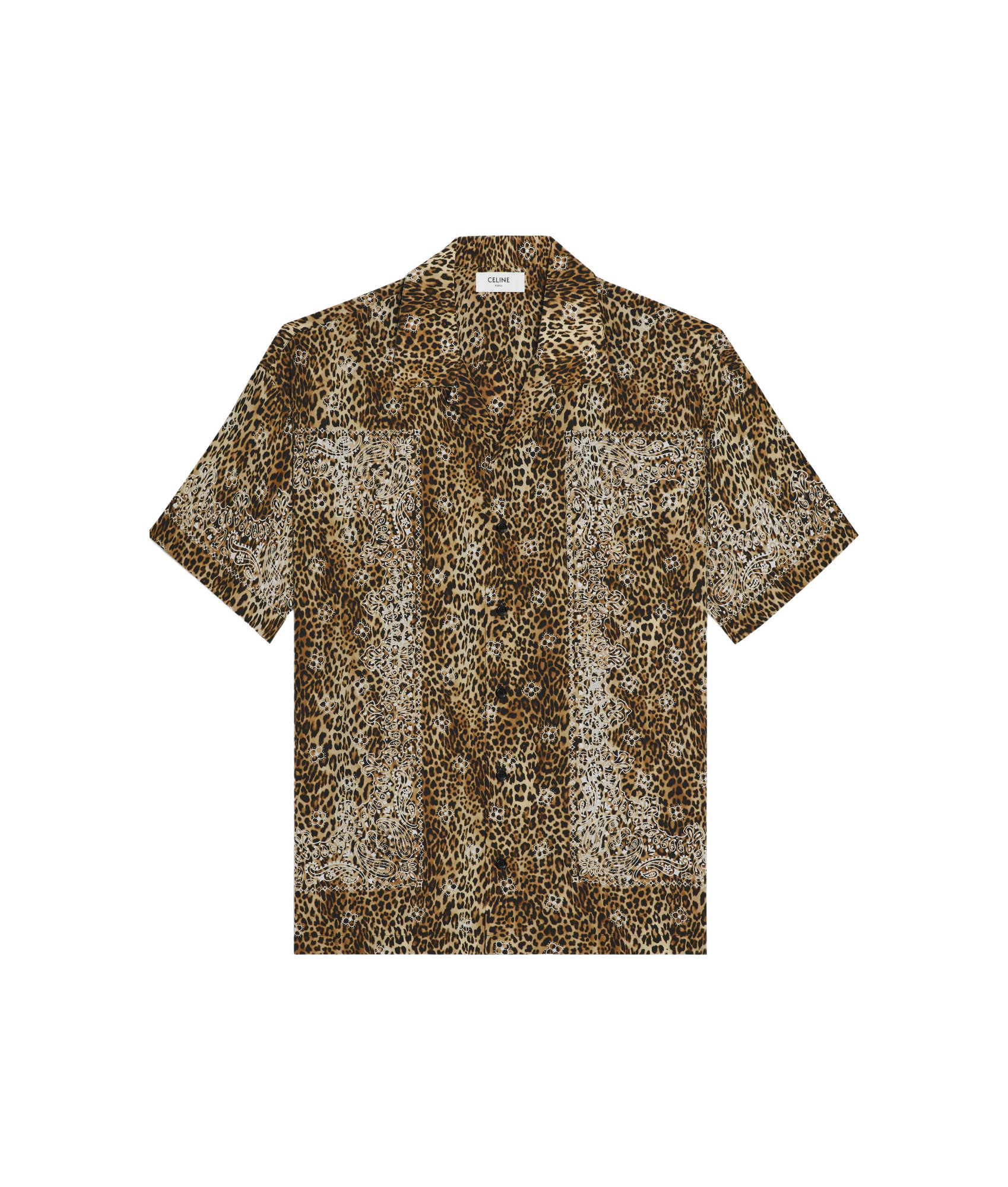 Celine Leopard Print Crepe Chine Shirt In Multicolor