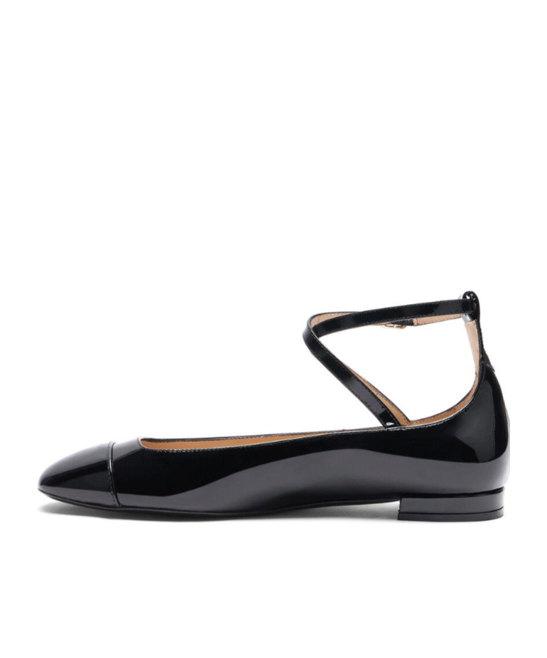 Stuart Weitzman Eden Crystal-embellished Patent-leather Ballet Flats In Black