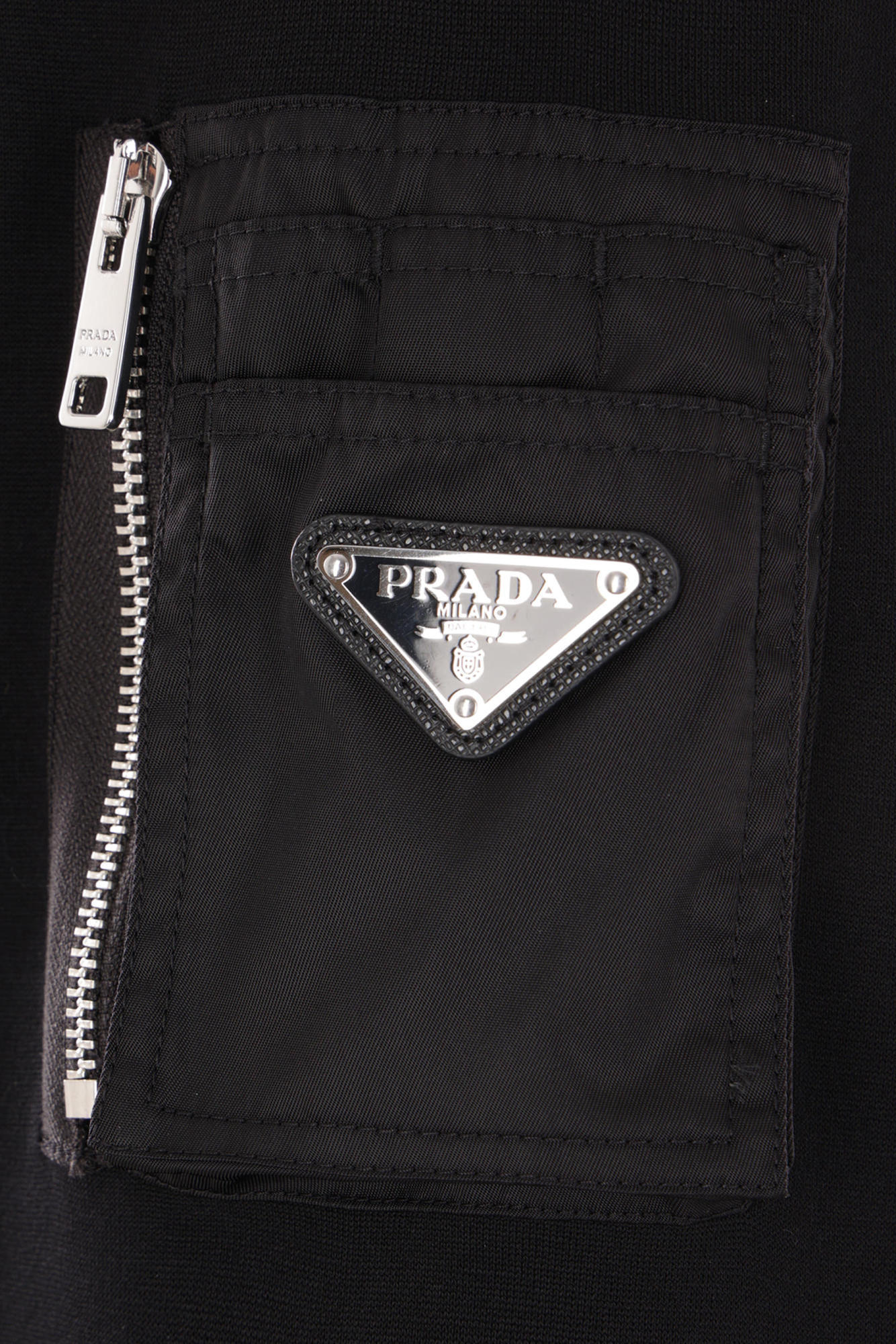 Prada Men's Tonal Cotton And Nylon Hoodie In Black