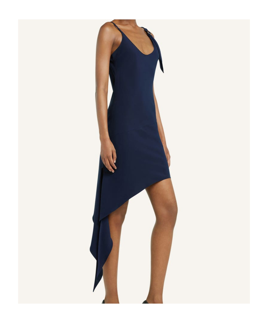 Courrèges Knot Asymmetric Midi Dress In Black
