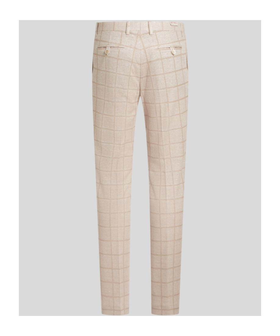 Etro Check Linen-blend Trousers In Nude