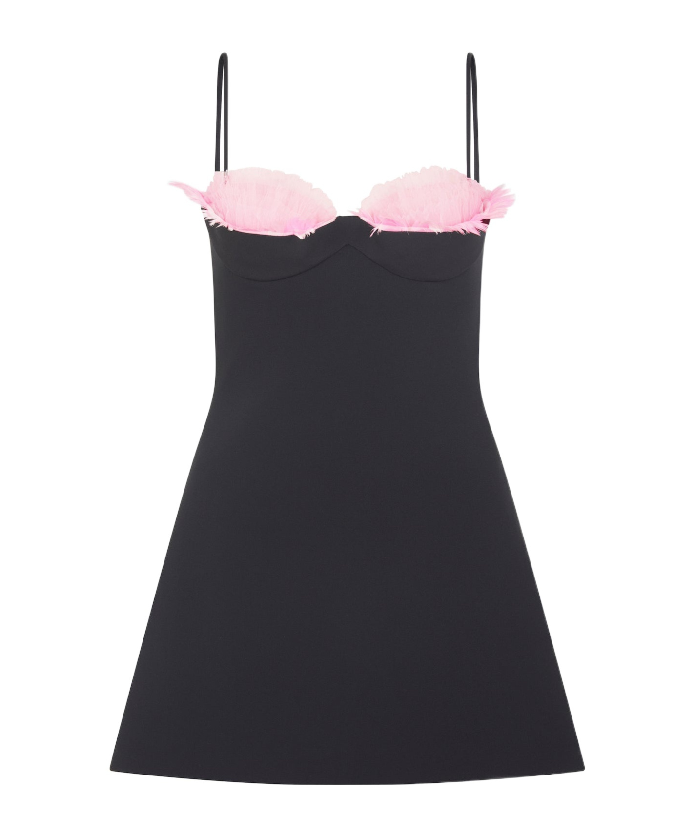 Shop David Koma Tulle Ruffle And Feather Bra Mini Dress