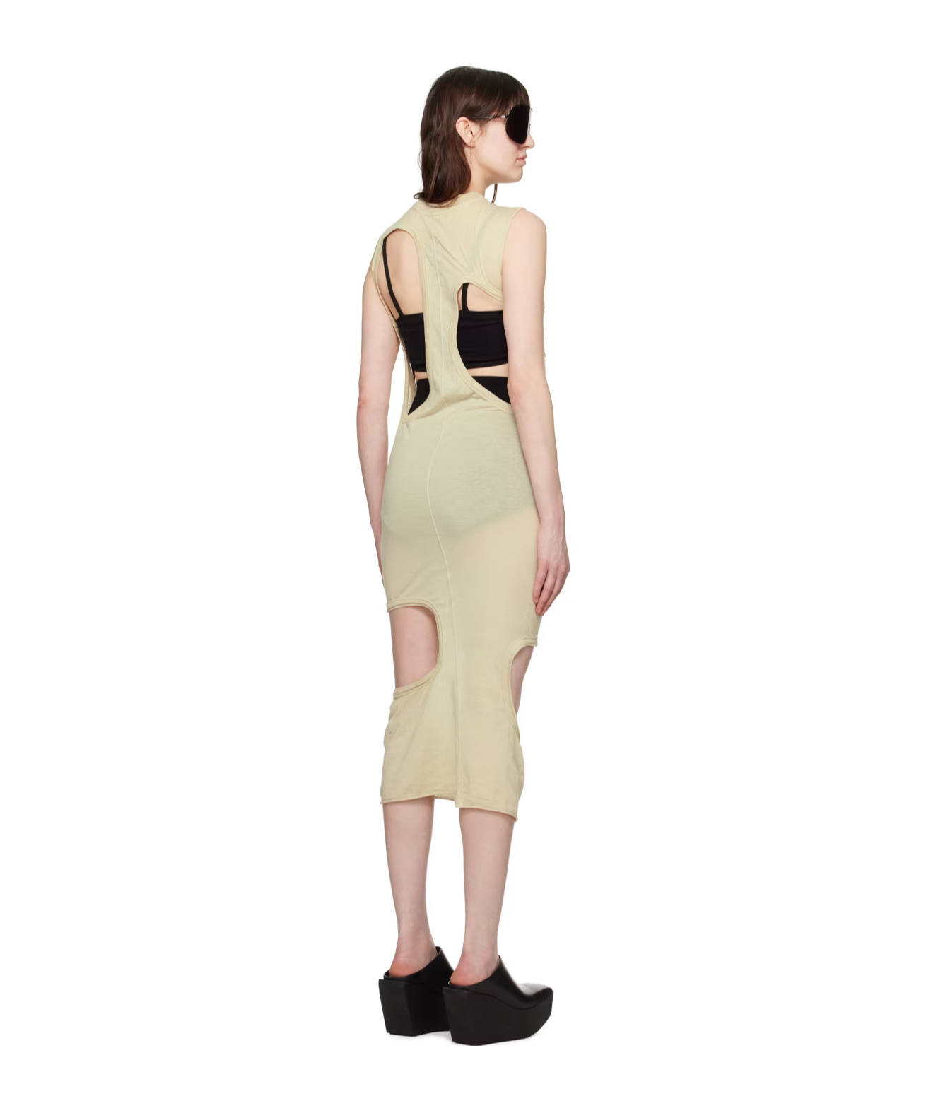 Rick Owens Drkshdw Off-white Membrane Ii Midi Dress In Gray
