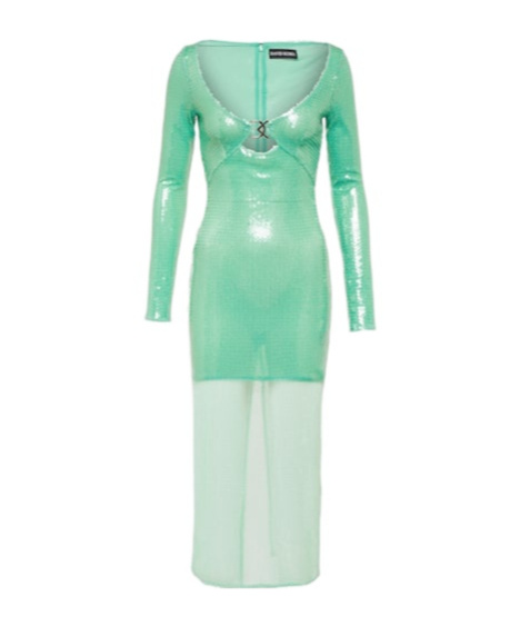 David Koma Sequined Midi Dress In Green