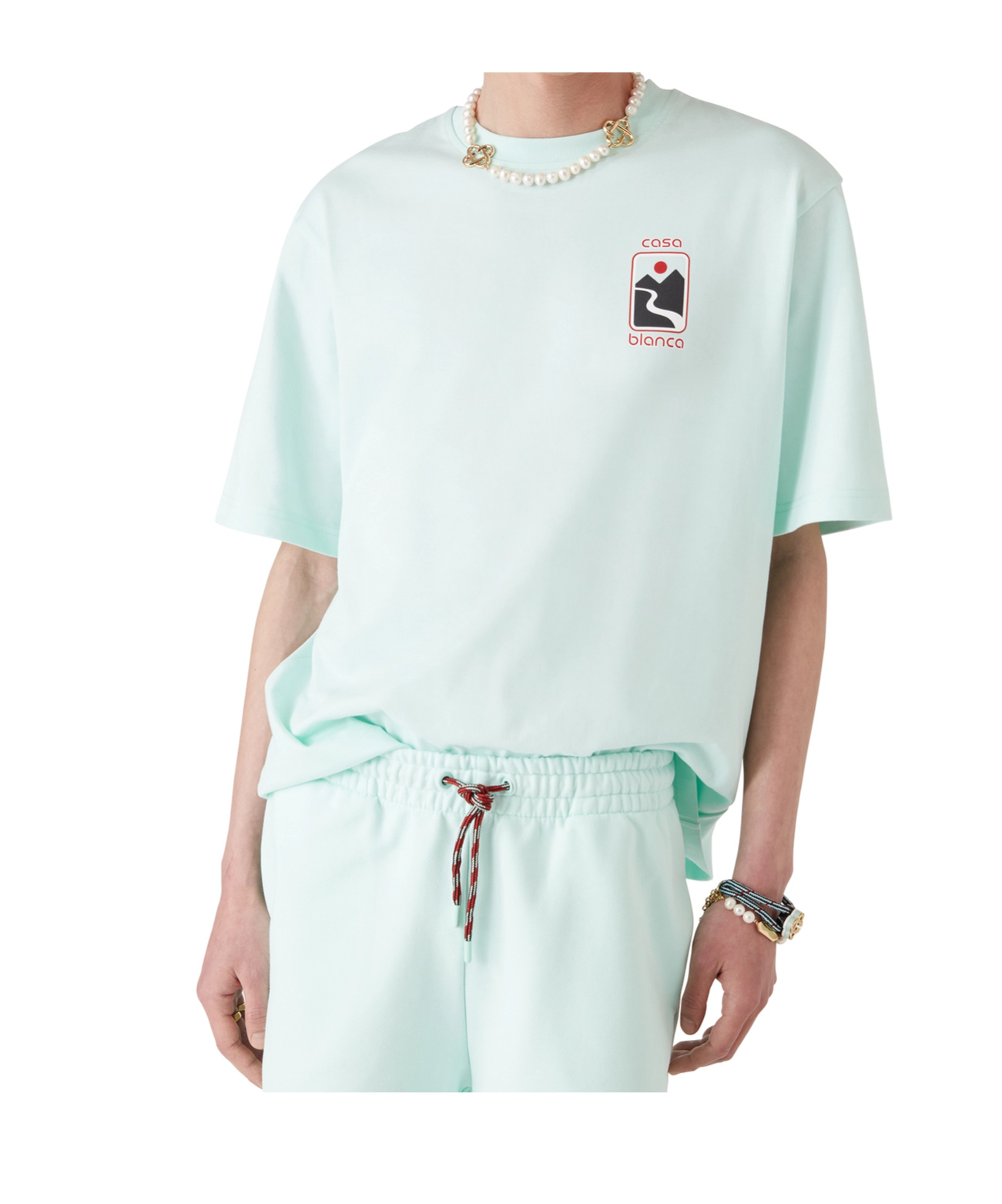 Casablanca Green T-shirt With Crewneck And Logo On The Front And Maxi Logo On The Back