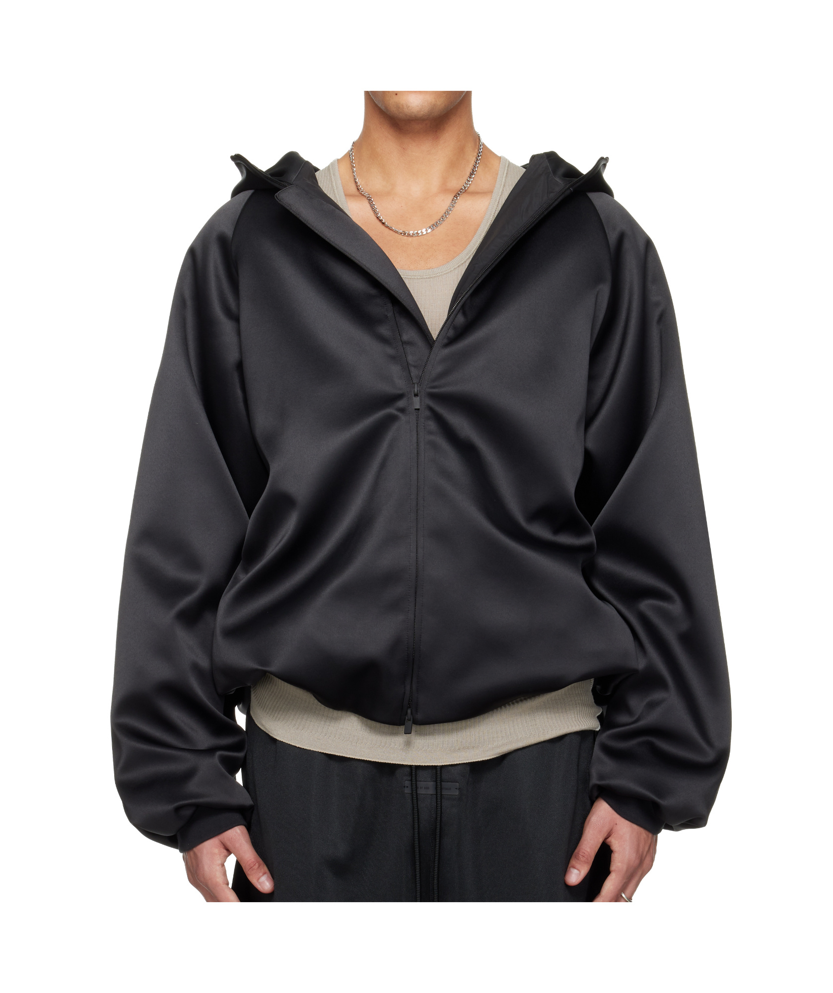 Essentials Black Holiday Hooded Bomber Jacket In Black