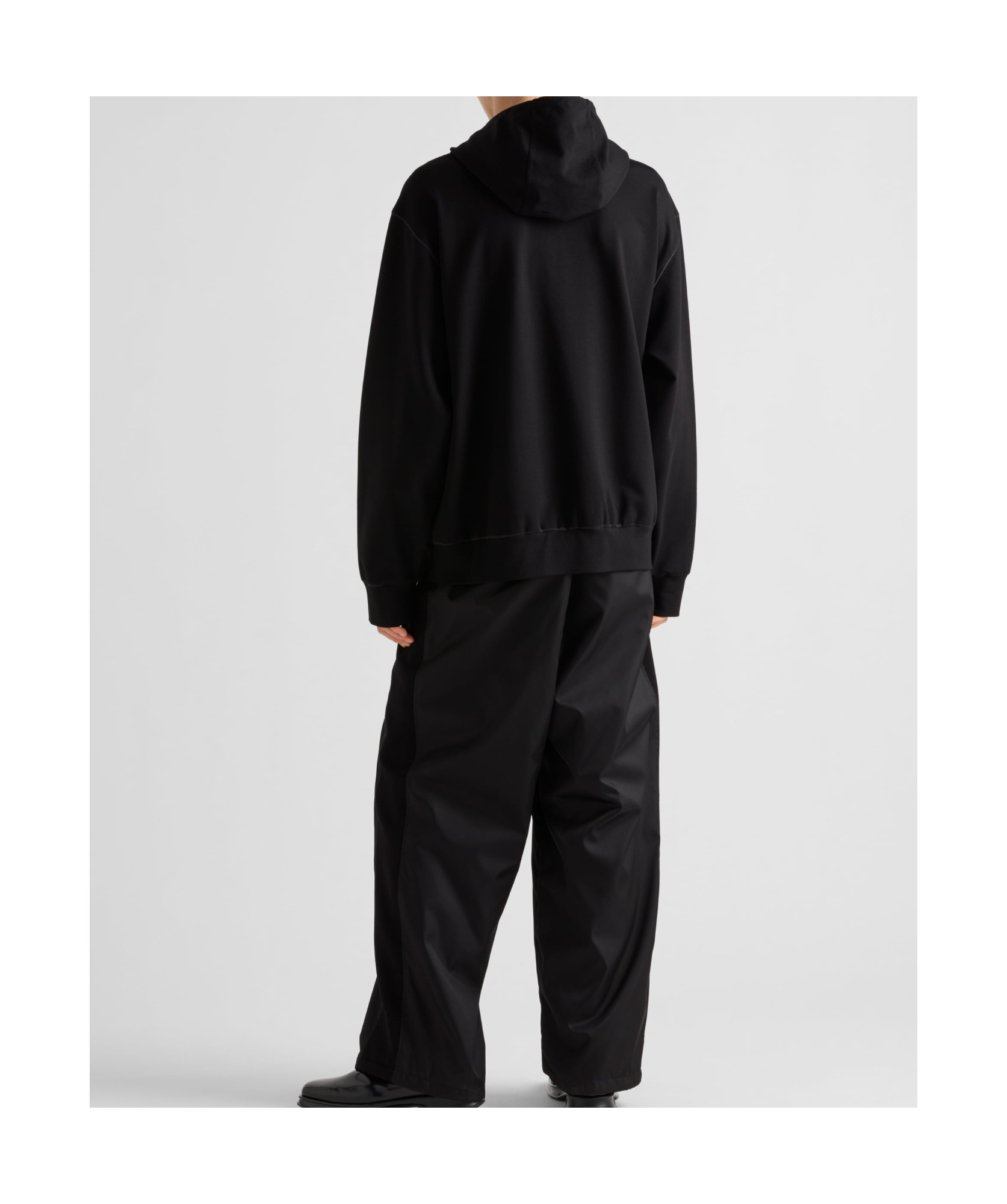 Prada Technical Half-zip Hoodie In Black