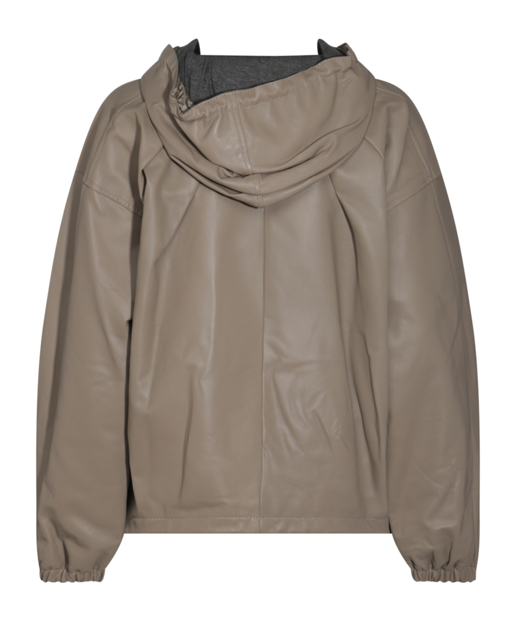 Add Beige Leather Jacket In Gray
