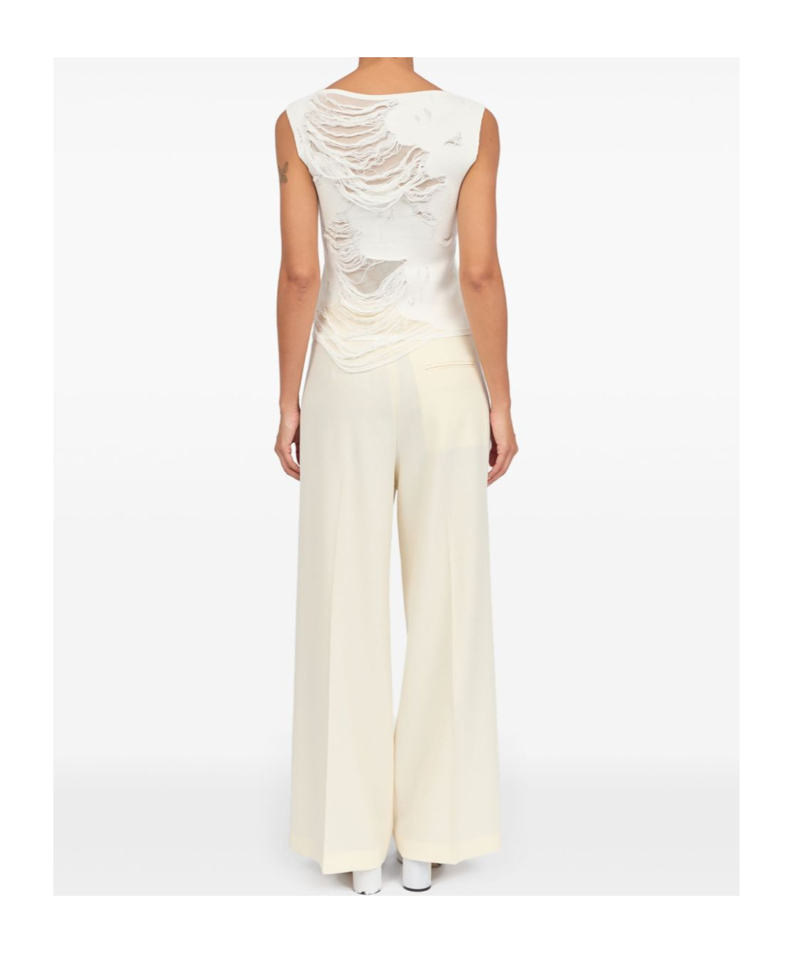Mm6 Maison Margiela Mm6 By Maison Margiela Layered Distressed Fabric Sleeveless Top In White