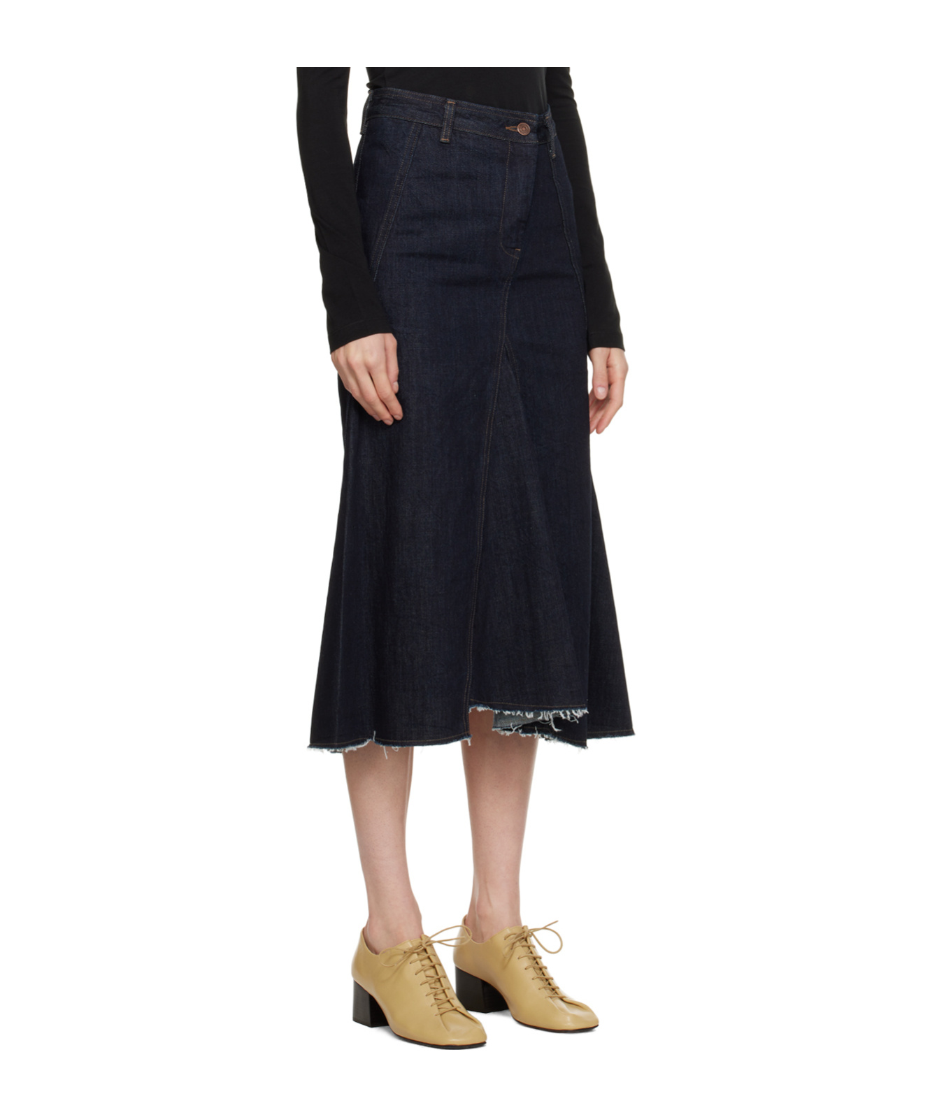 LOW CLASSIC BELT LOOP TRIMMED DENIM SKIRT