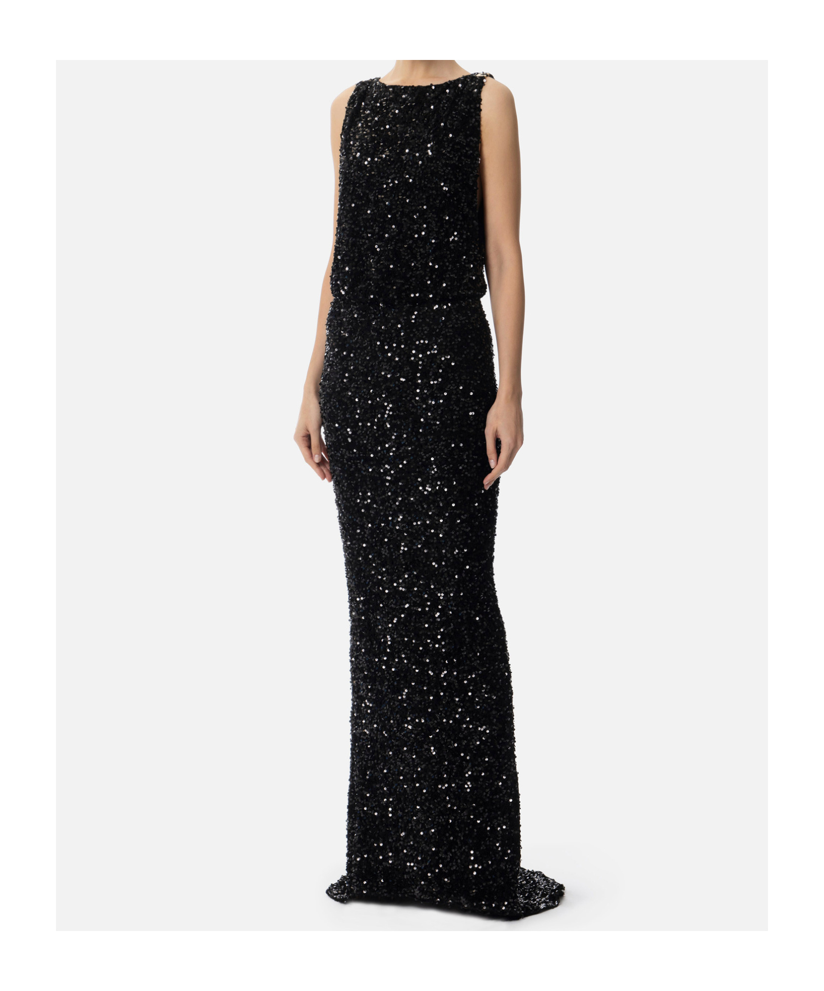 Elisabetta Franchi Sequinned Maxi Dress In Black
