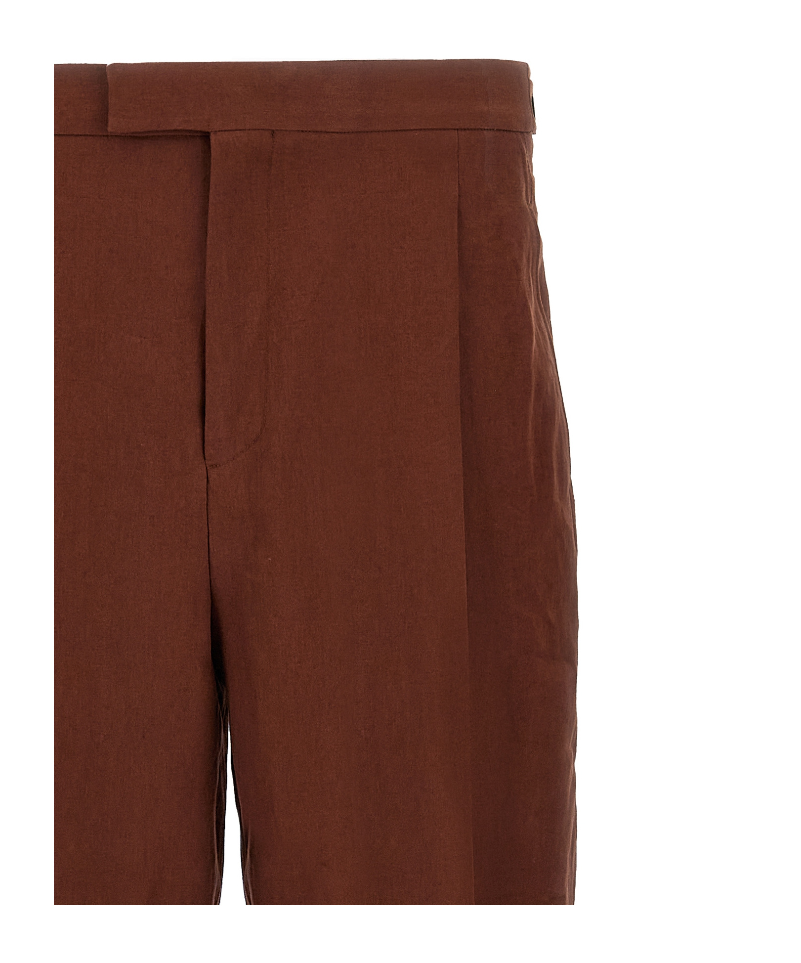 Shop Zegna Linen Trousers In Brown
