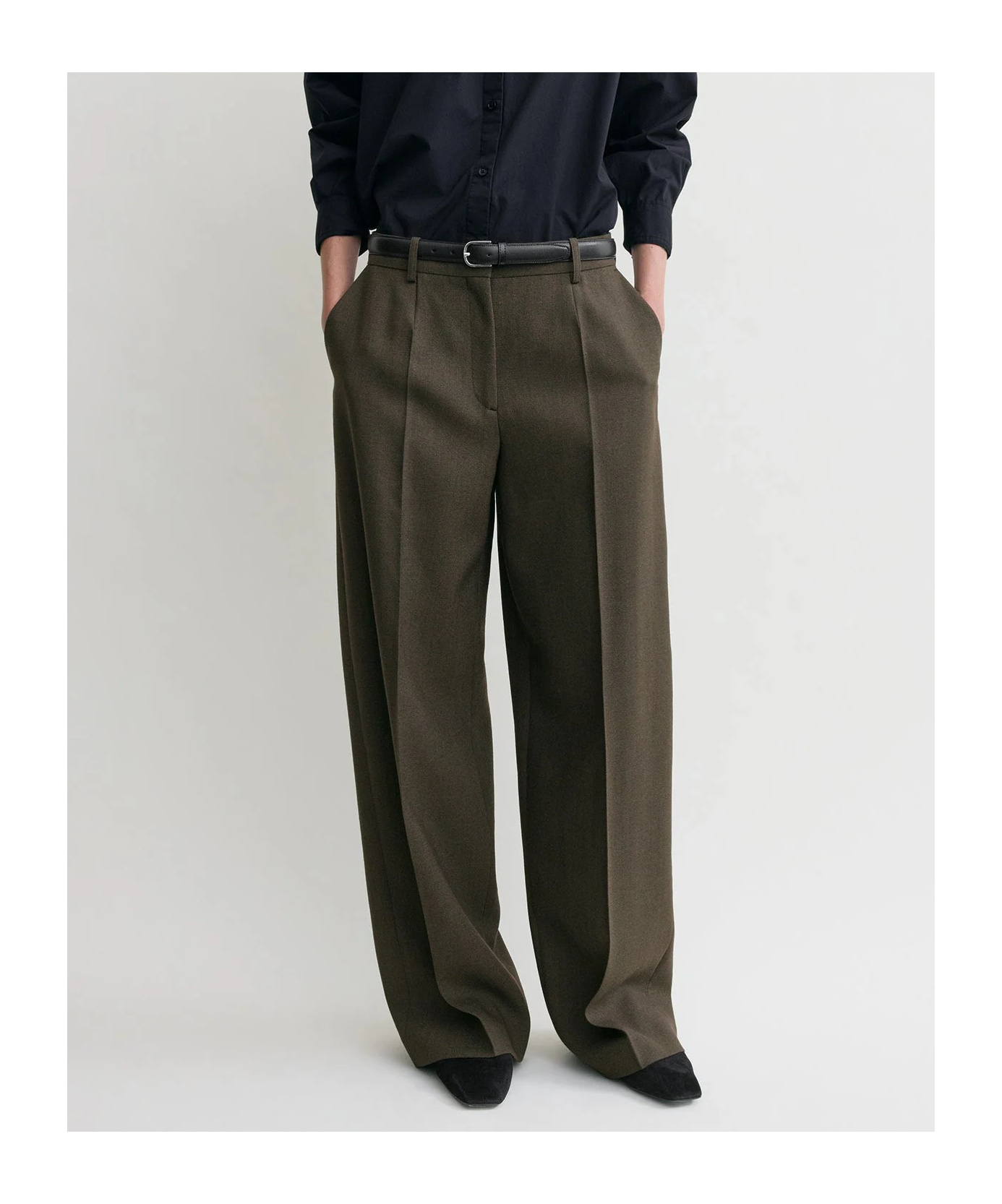 Totême Wide Tailored Trousers Forest In Neutral
