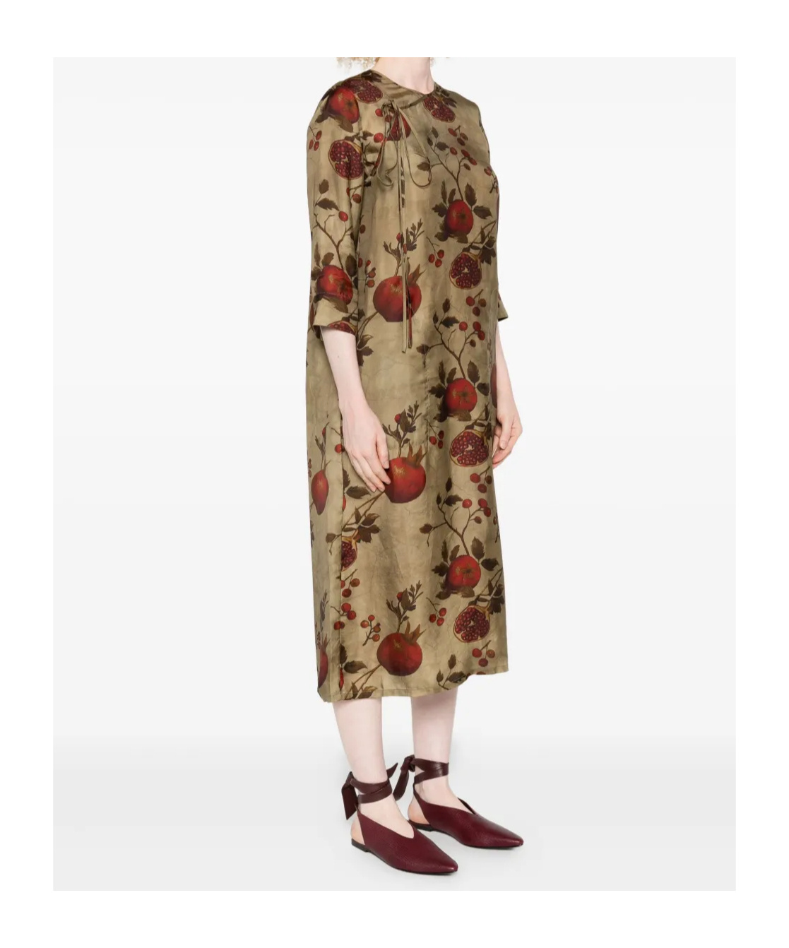 Uma Wang Pomegranate-print Tie-front Midi Dress In Multi