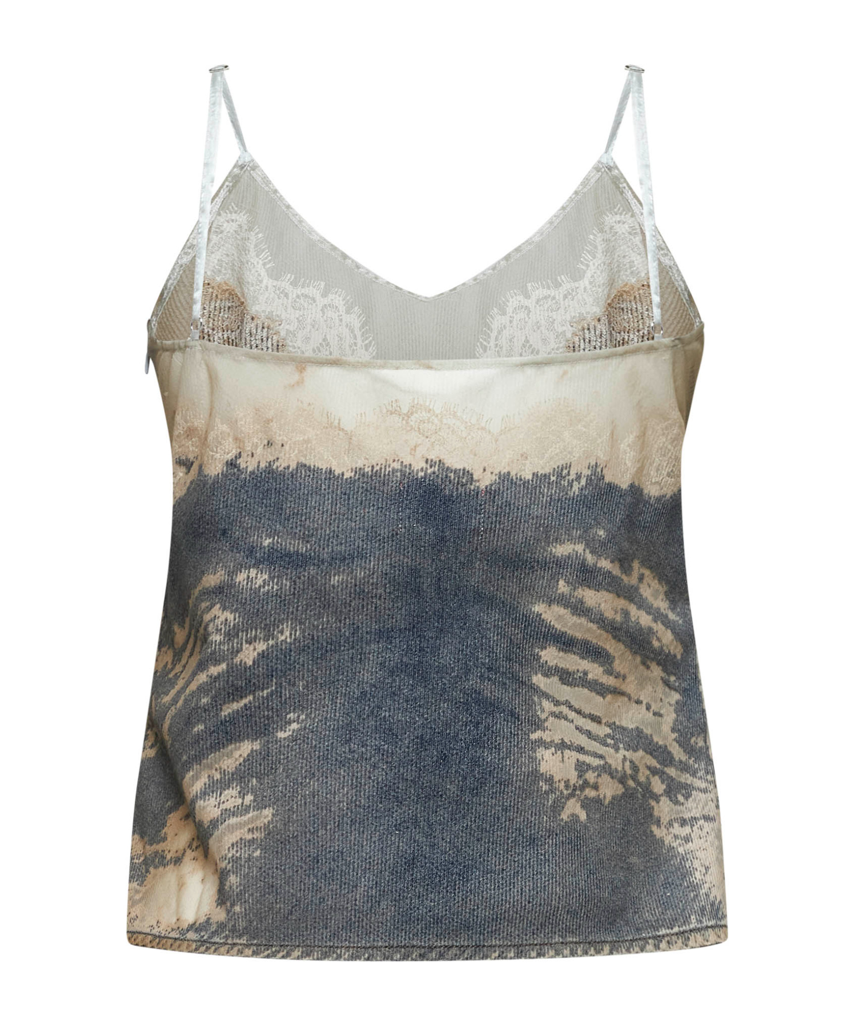 Diesel Dévoré Denim De-tre Top In Gray