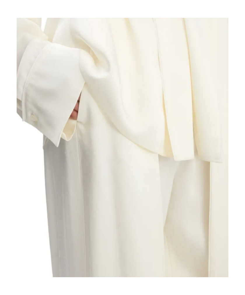 Victoria Beckham Wide-leg Pleated Pants In Neutral