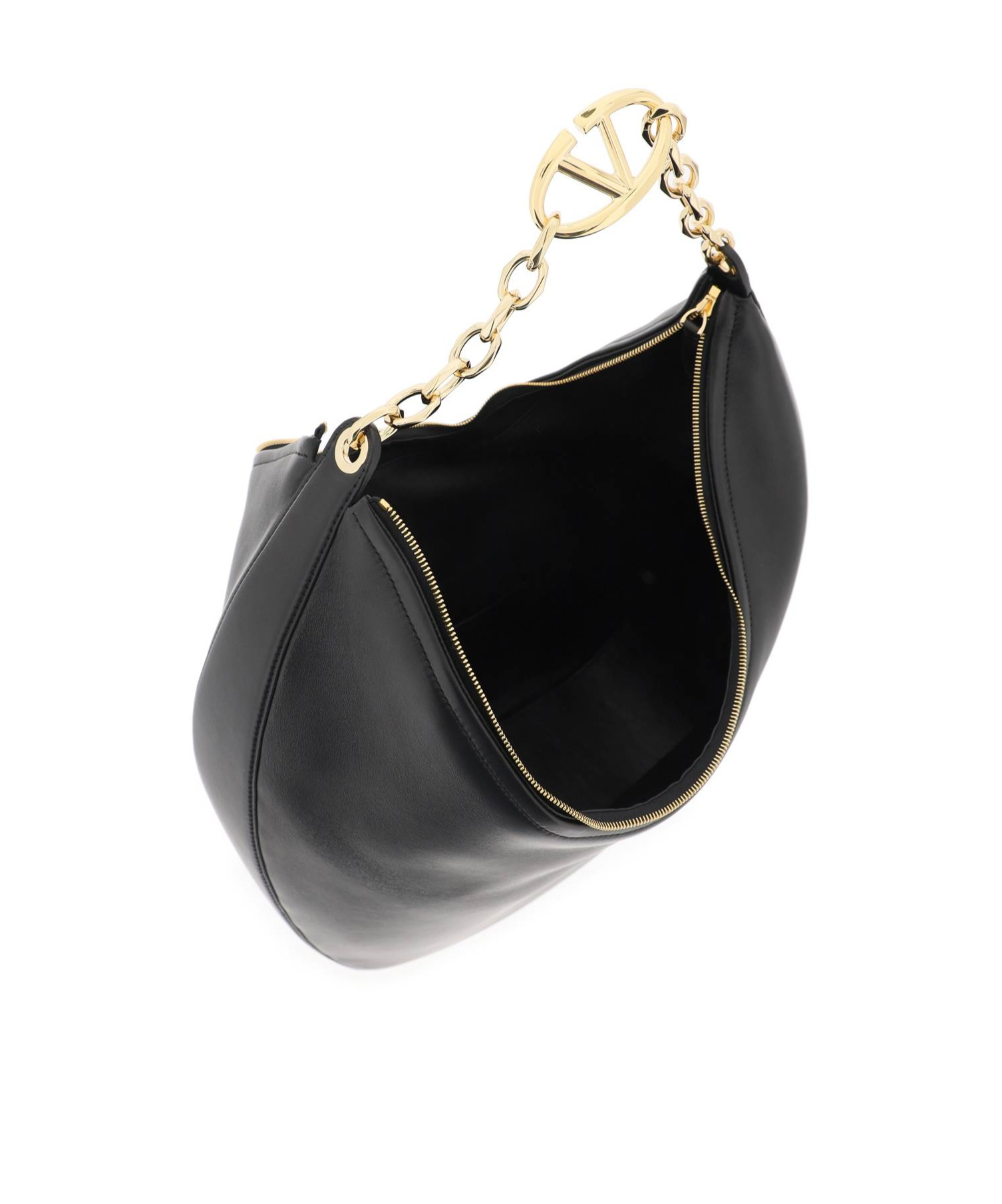 Valentino Vlogo Moon Zip-up Maxi Shoulder Bag In Black