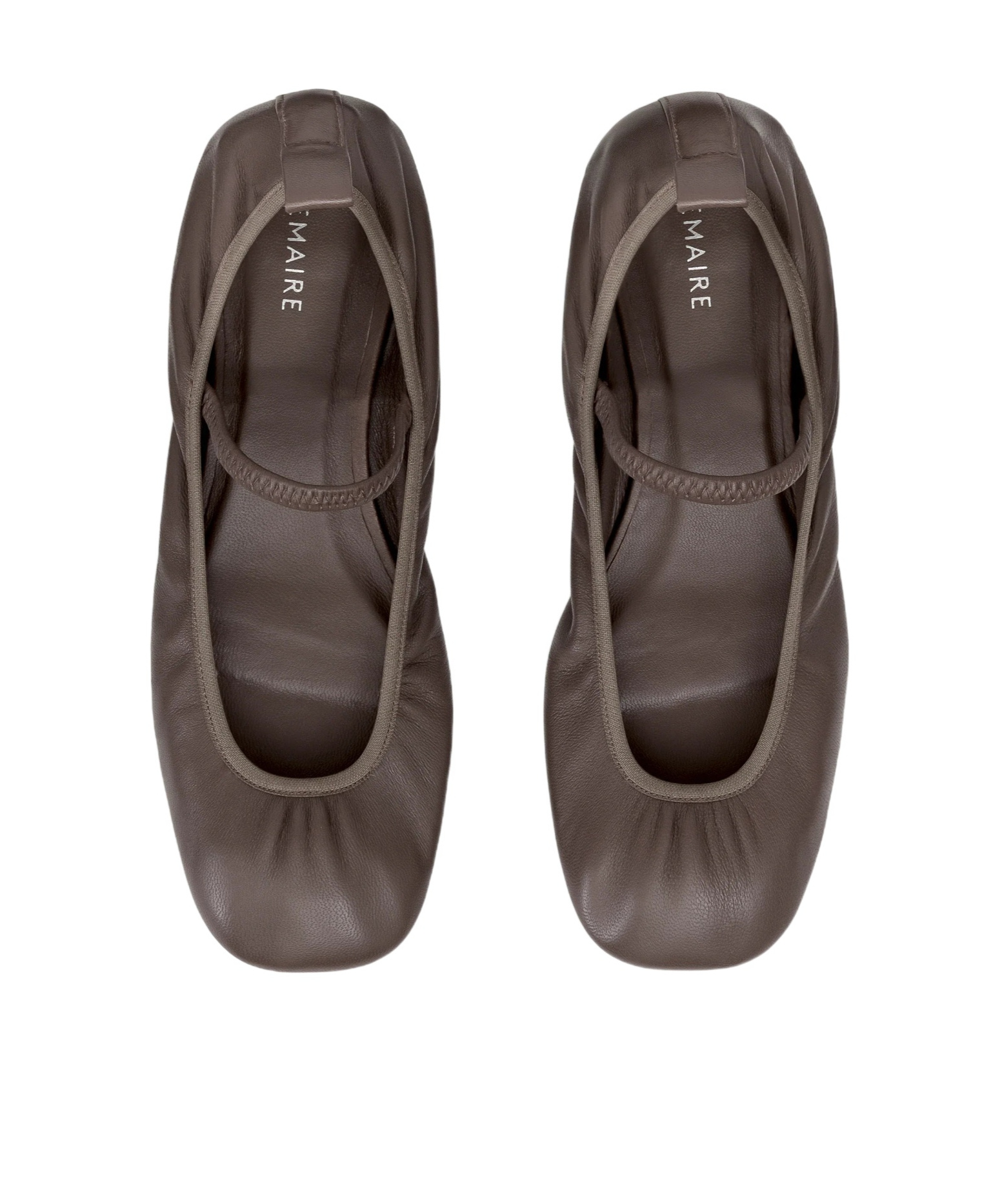Lemaire Square-toe Leather Ballerina Shoes In Brown