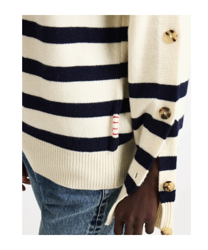 Jw Anderson Womens Buttoned Sleeve Breton Jumper In Ivory In Neutral