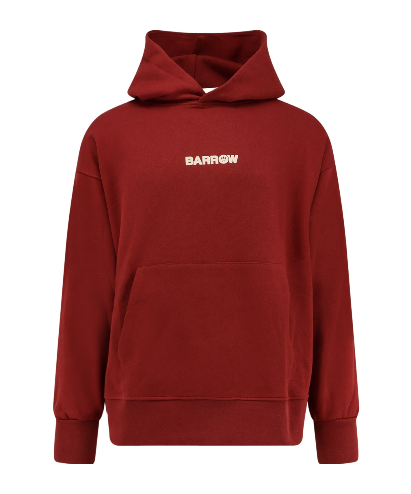 Barrow Cotton Sweatshirt With Hood And Graphic Back In Red