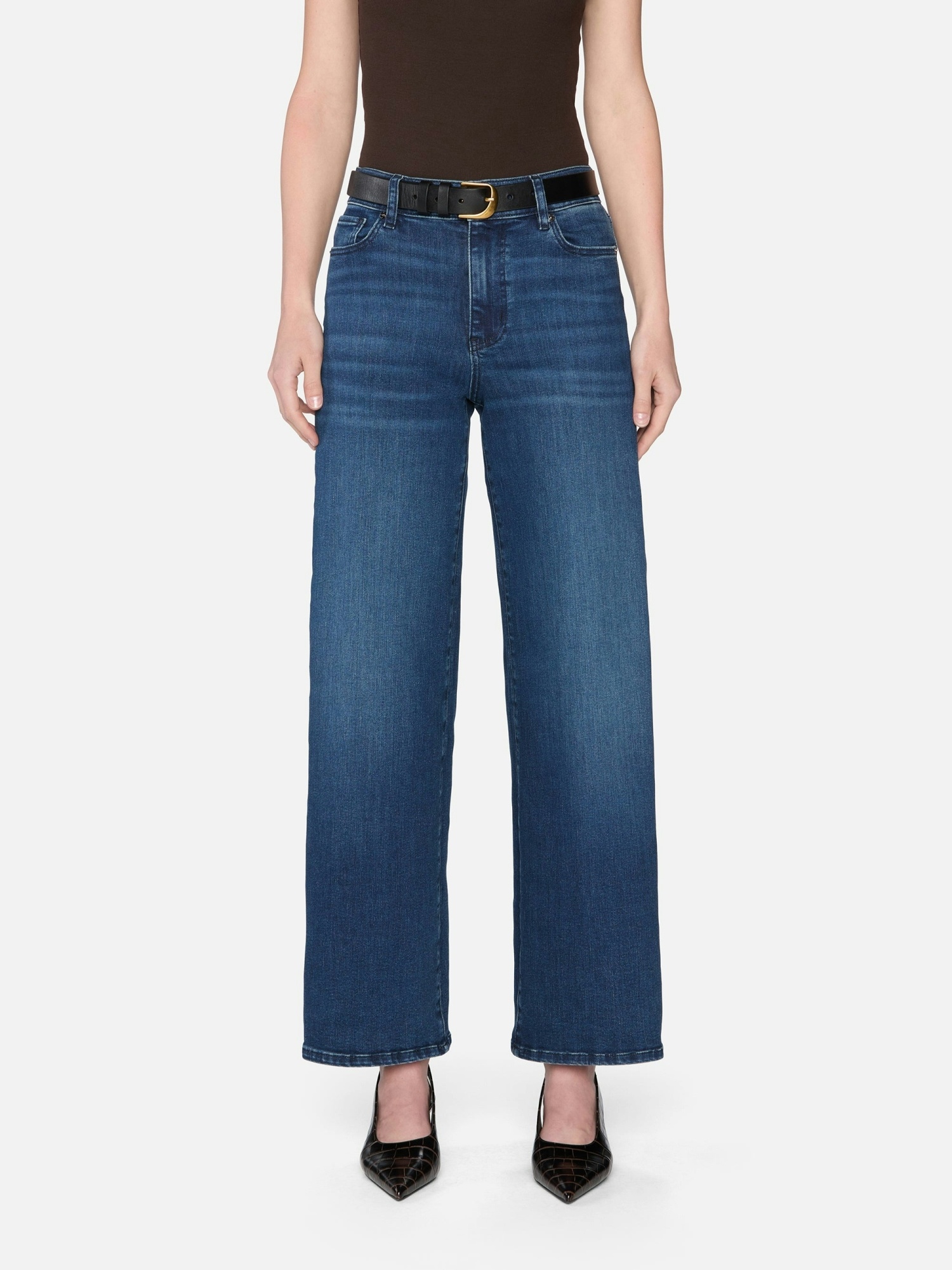 Frame Le Slim Palazzo High Rise Jeans In Femma In Blue