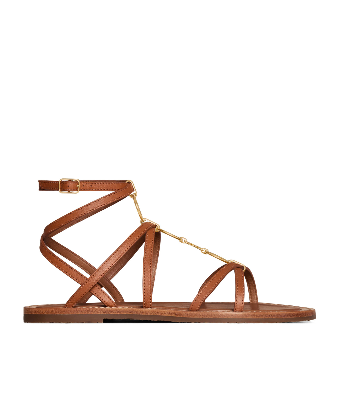 Celine Lympia Strappy Jewel Sandal In Calfskin In Brown