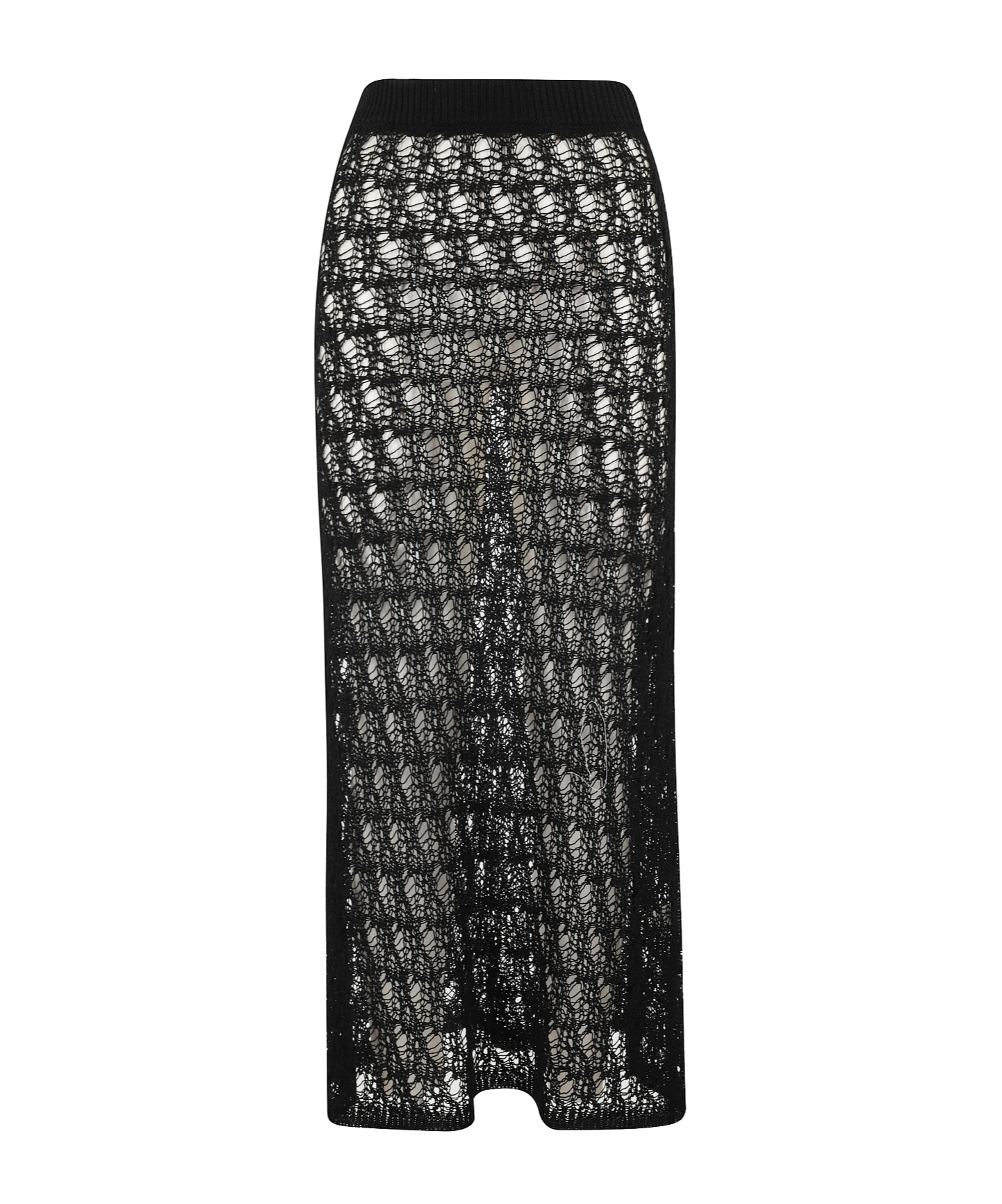 Roberto Collina Long Flared Skirt With Lace Knit Design And Removable Shorts In Black