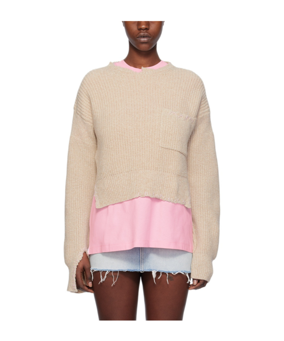 Marni Beige Mouliné Sweater In Pink