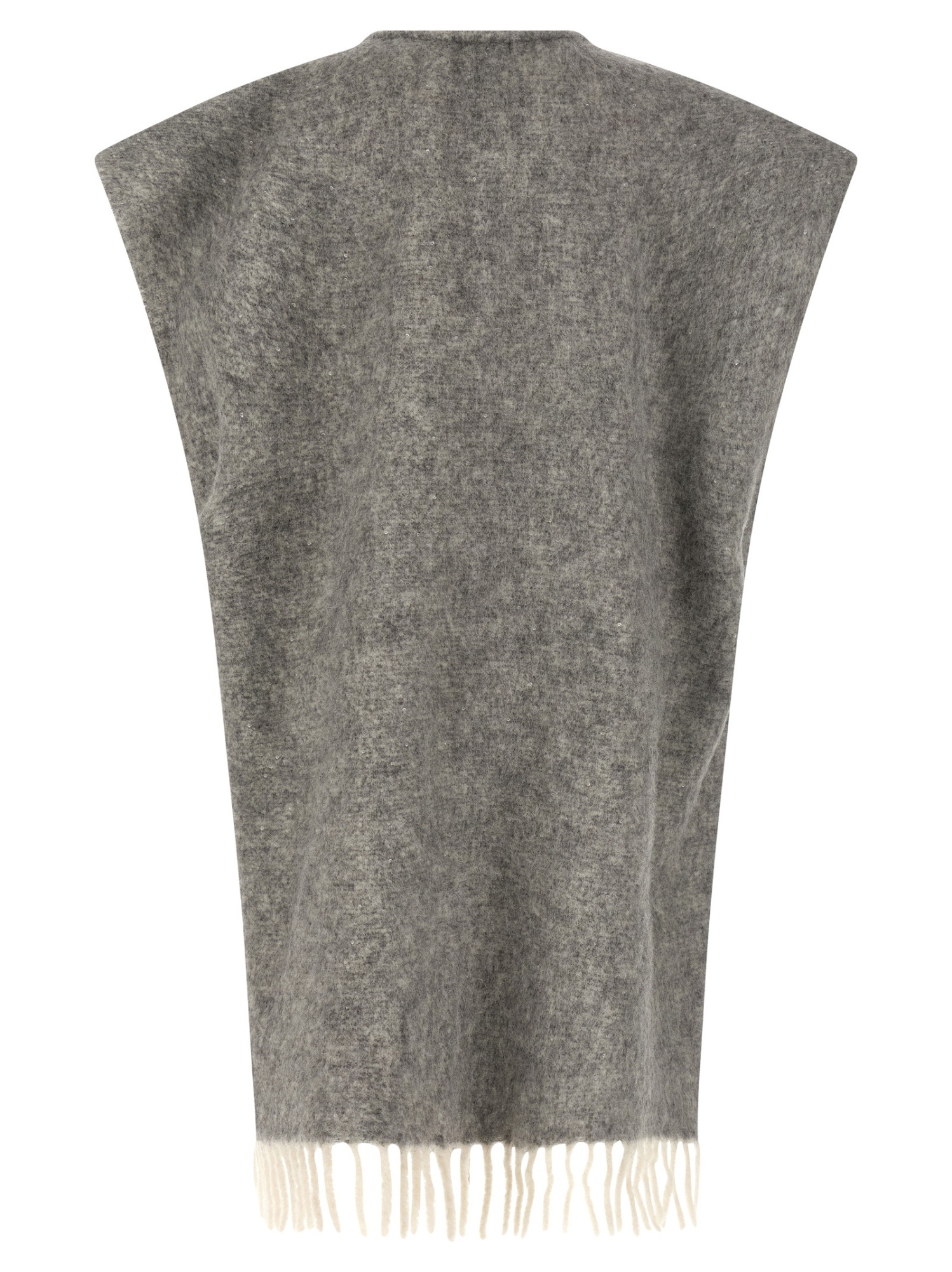 Peserico Grey Boucle Yarn Cape In Gray