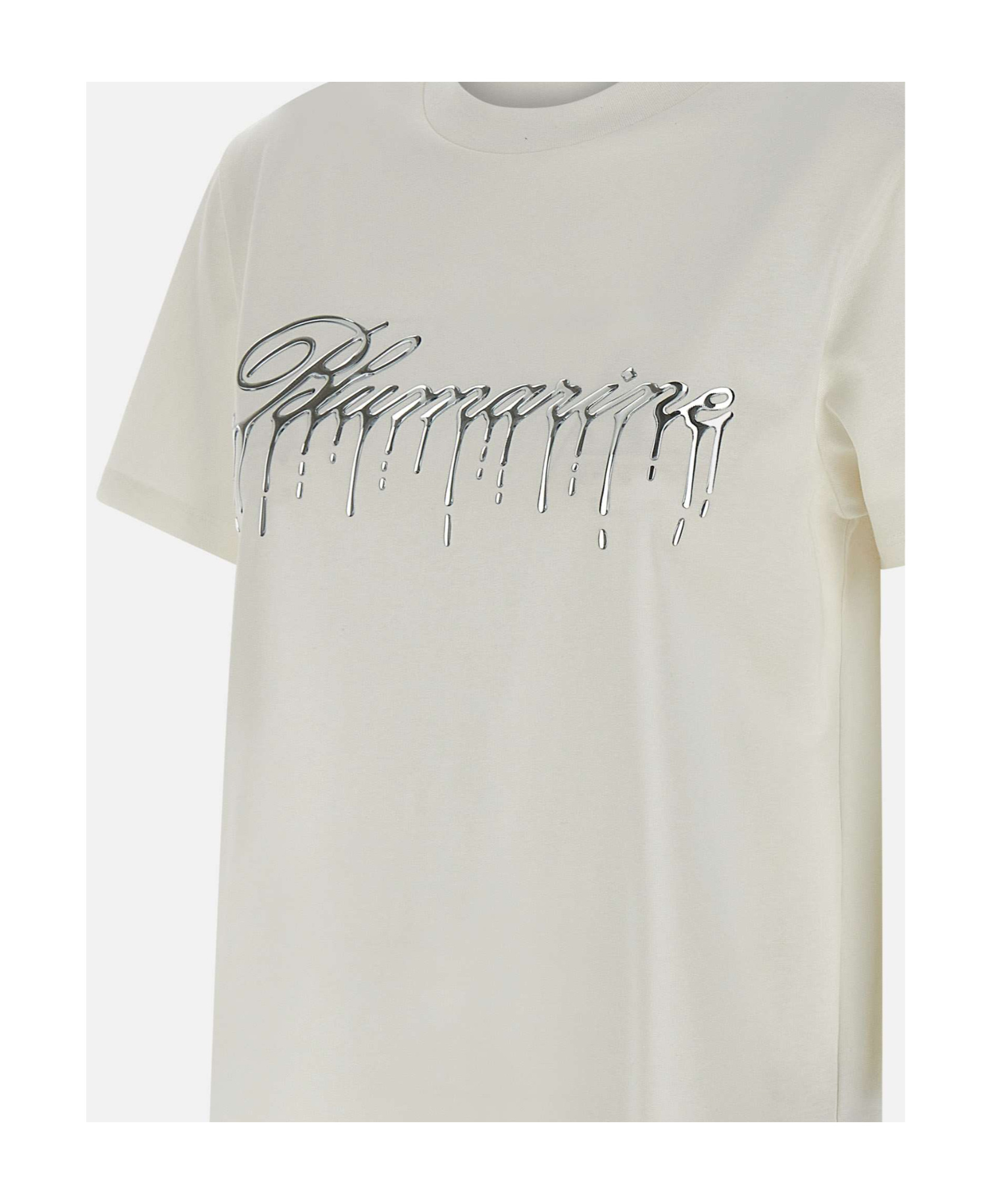 Shop Blumarine Raised-logo T-shirt In White
