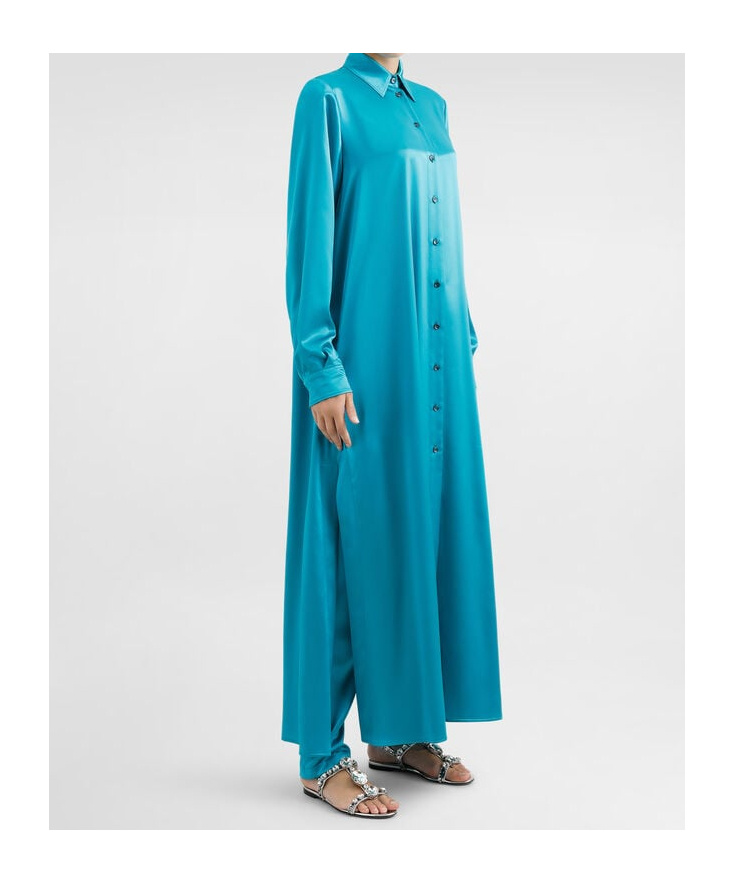 Dolce & Gabbana Satined Shirt Dress In Green