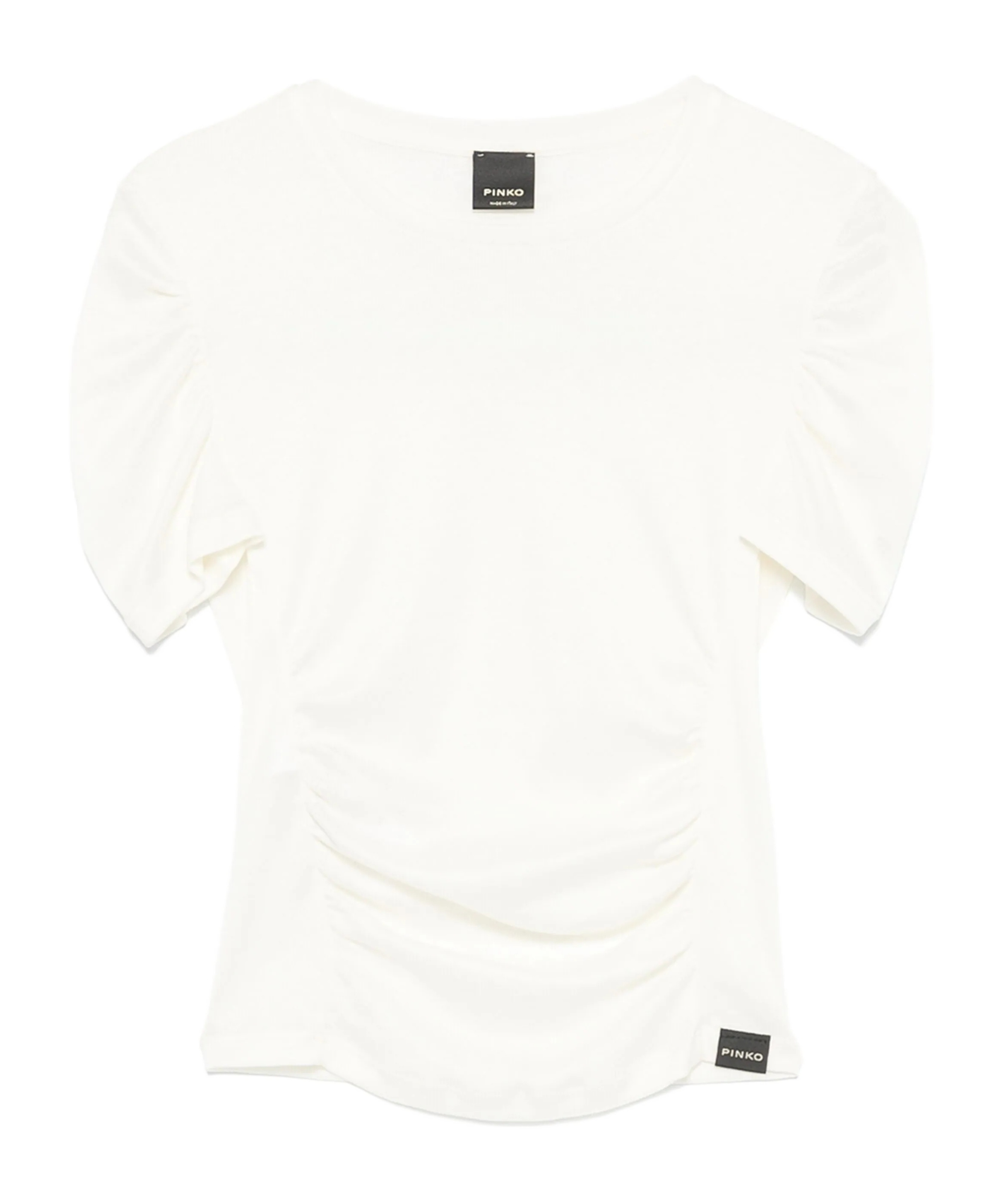 Pinko Ruched-detailing Crew Neck T-shirt In White