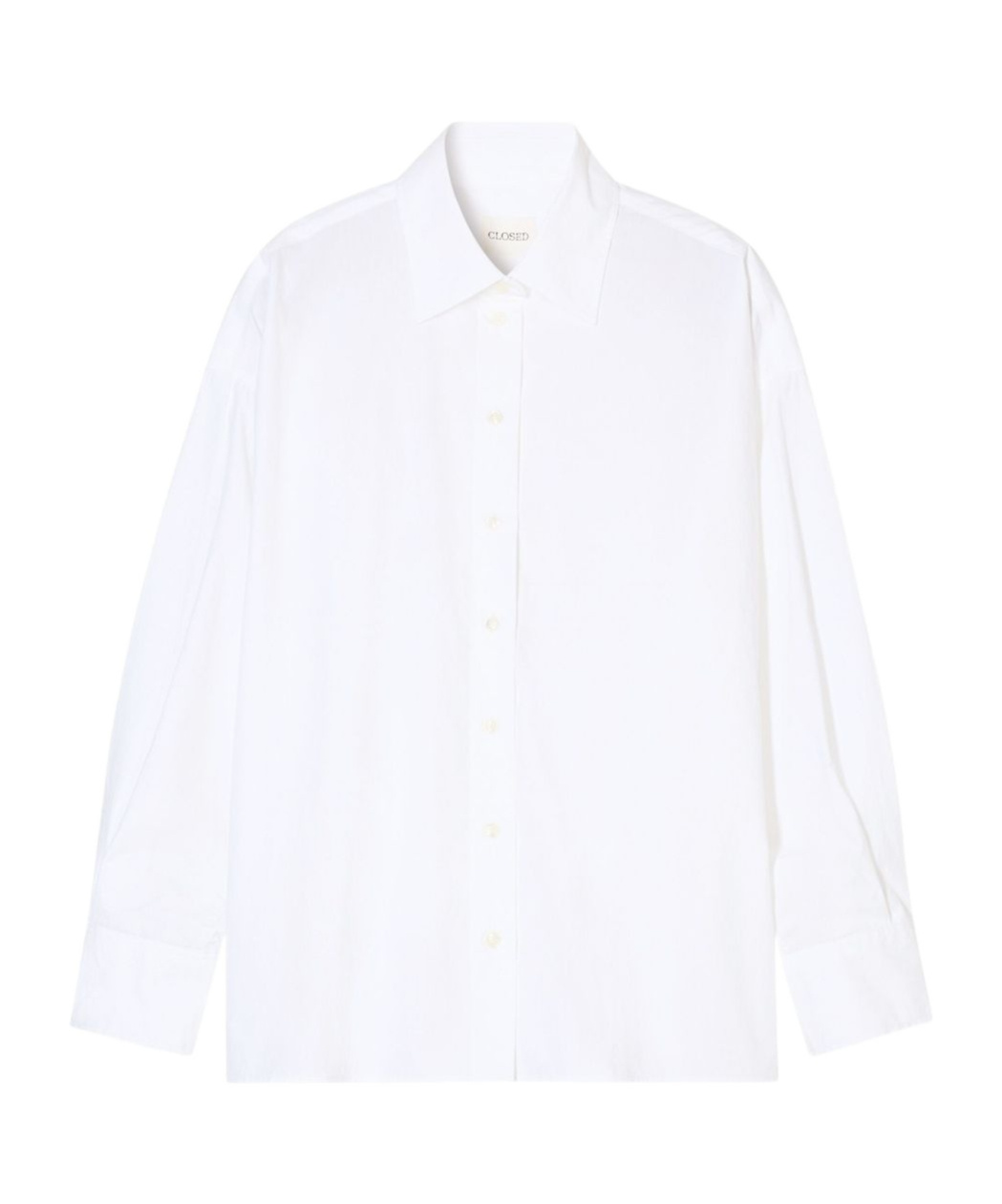Closed Button-up Long Sleeve Shirt In White