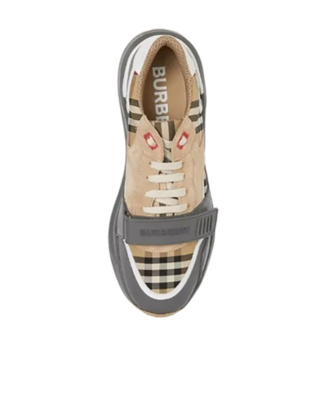 Burberry Lace-up Low-top Sneakers In Brown/grey