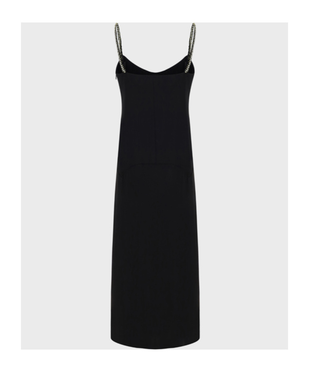 Lanvin Chain Embellished Strap Midi Dress In Black