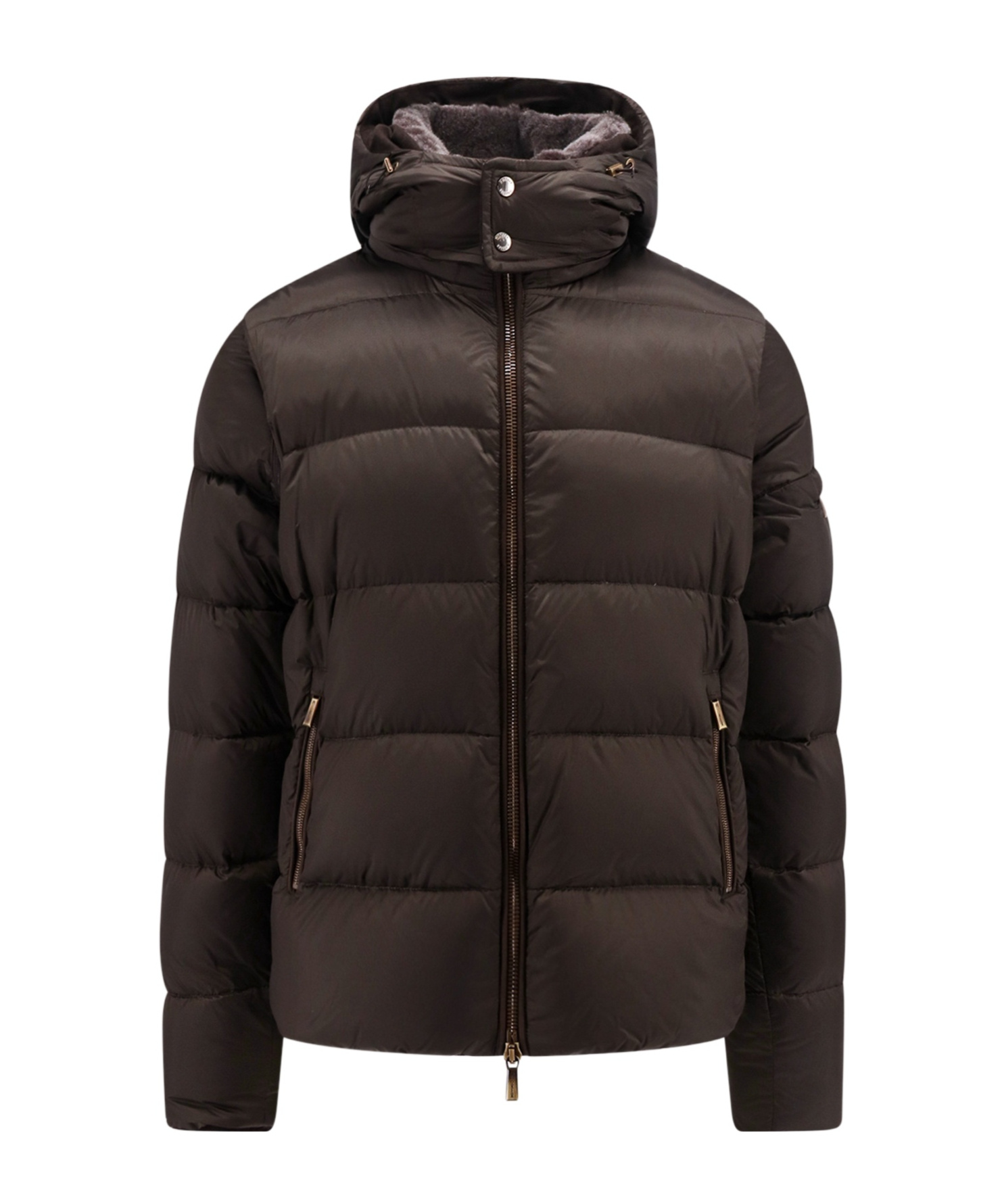 Moorer Zip-up Padded Down Jacket In Brown