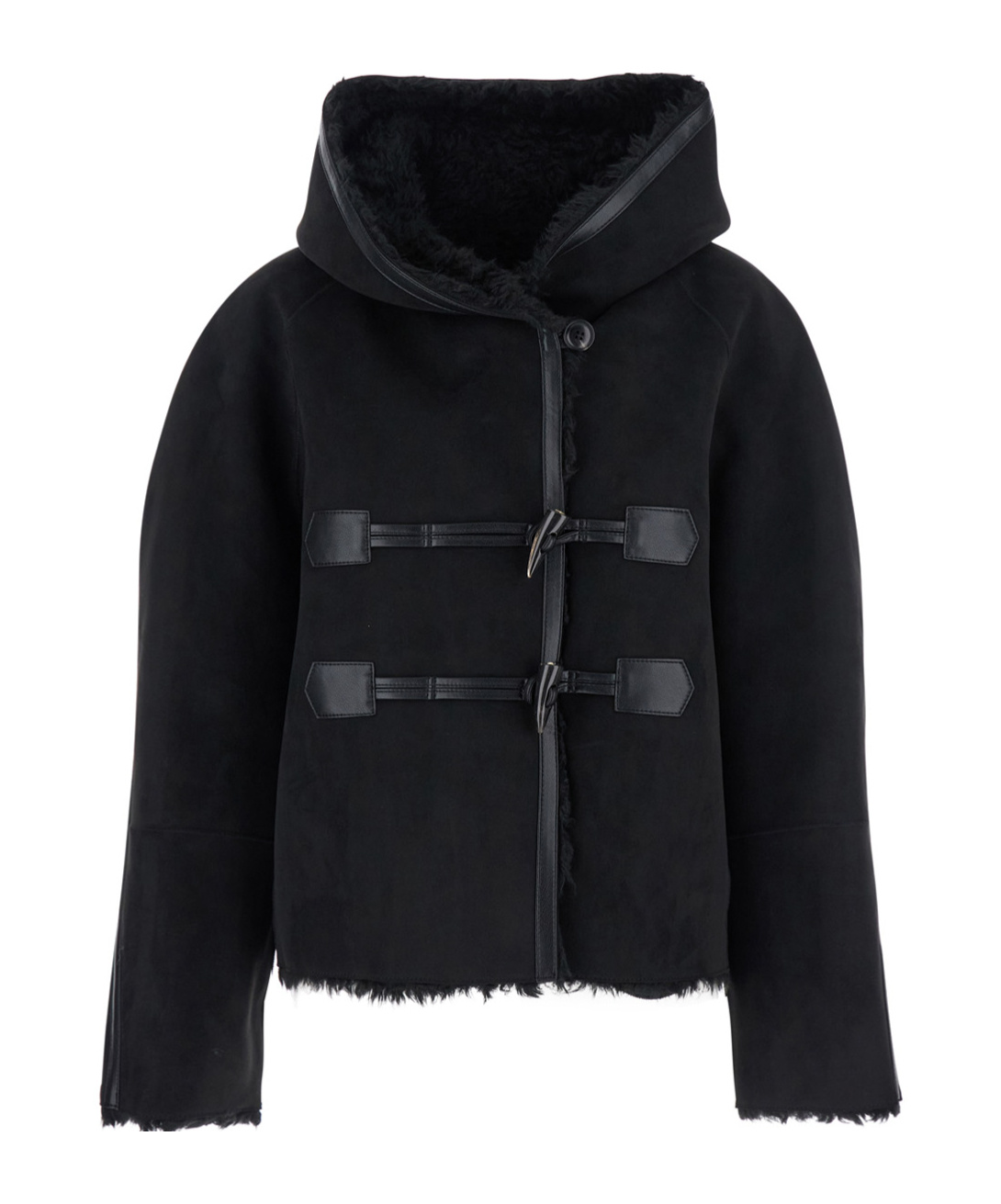 Low Classic Reversible Duffle Short Coat In Black