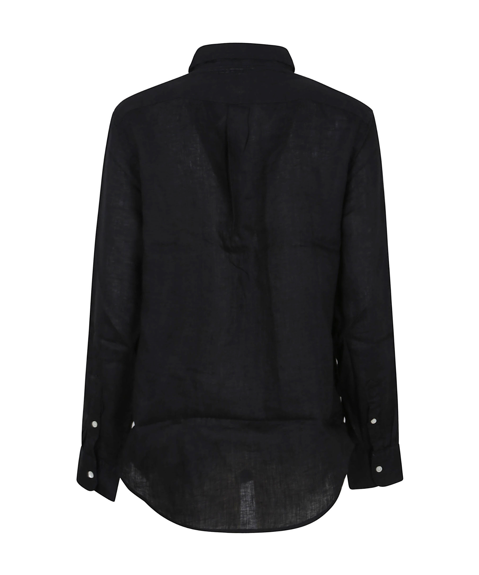 Polo Ralph Lauren Long-sleeved Shirt With Open Front In Black