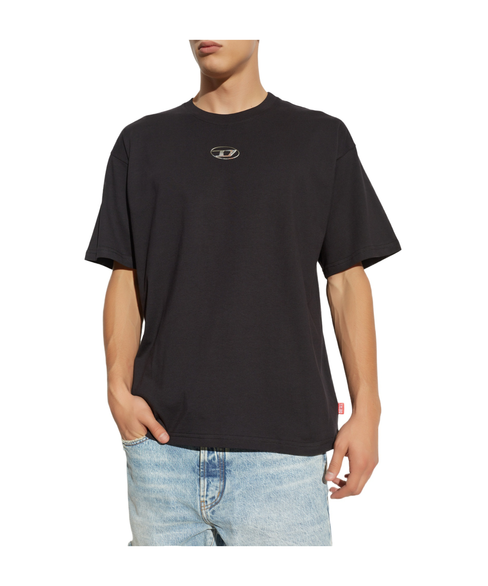 Diesel Mens 900 T-norm-iod Logo-embroidered Cotton-jersey T-shirt In Black