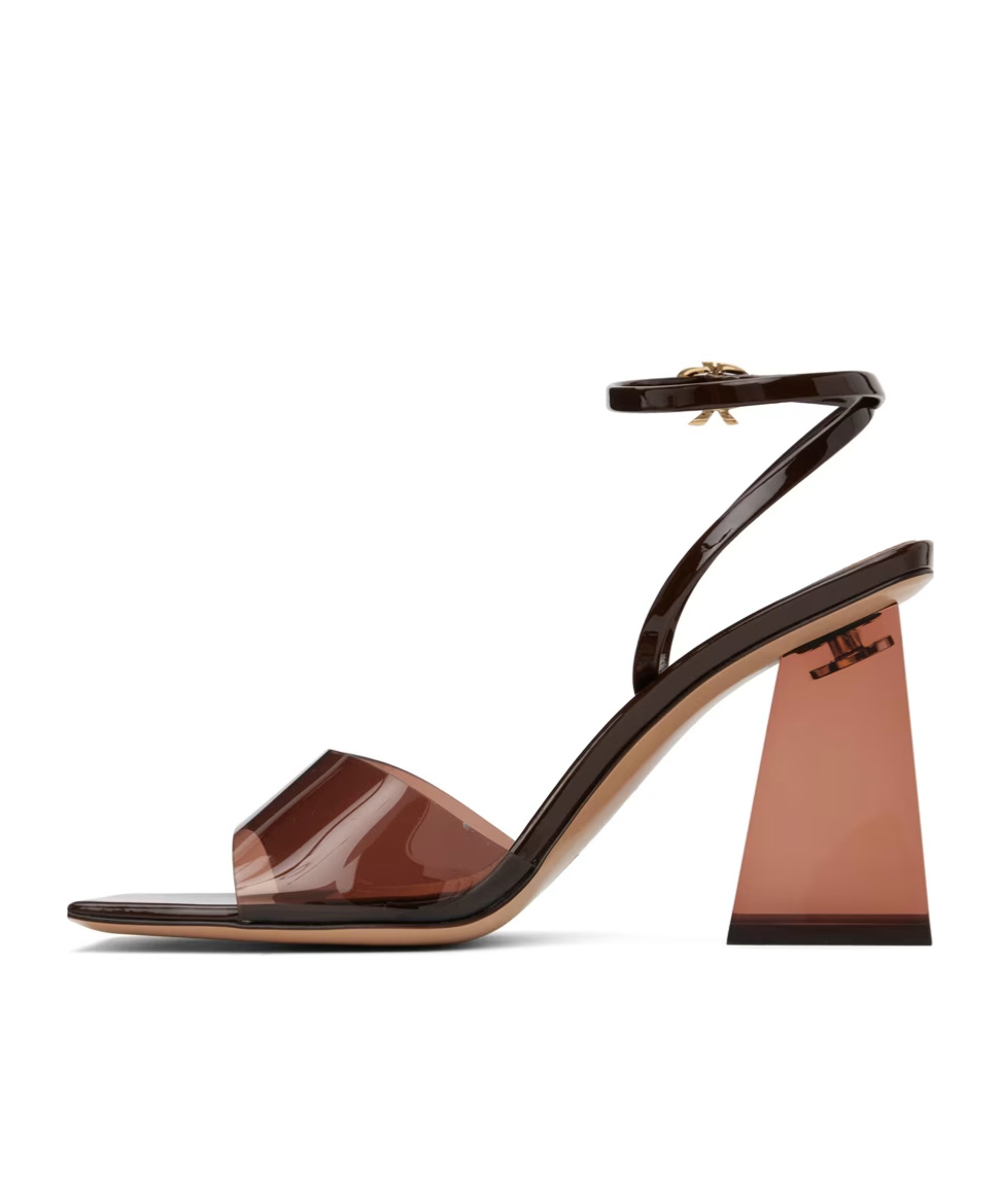 Gianvito Rossi Cosmic Leather-trimmed Tpu Sandals In Brown